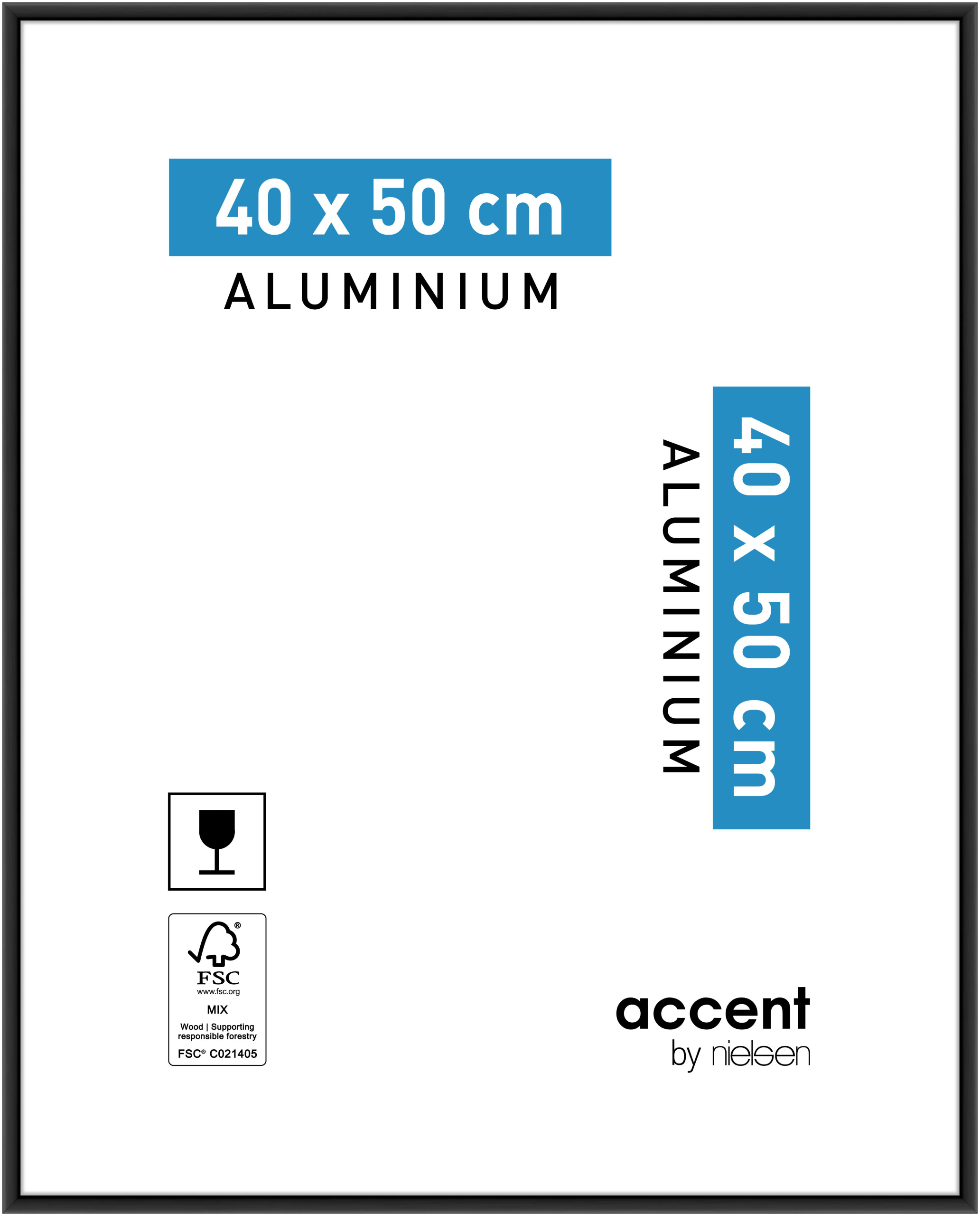 accent by nielsen Aluminium Bilderrahmen Accent, 40x50 cm, Schwarz Matt
