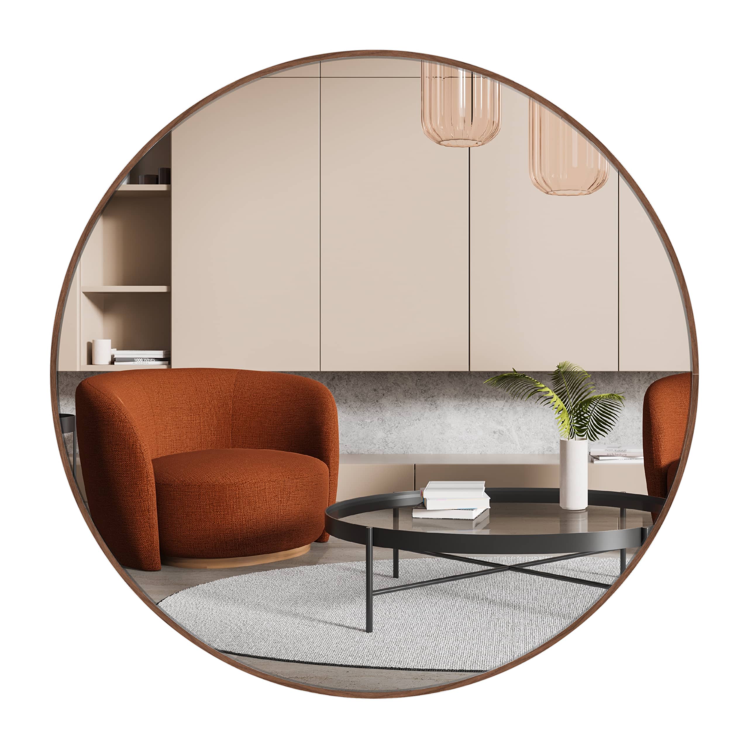 nielsen HOME Wandspiegel Jaron, 80 cm rund, Aluminium, Nussbaum