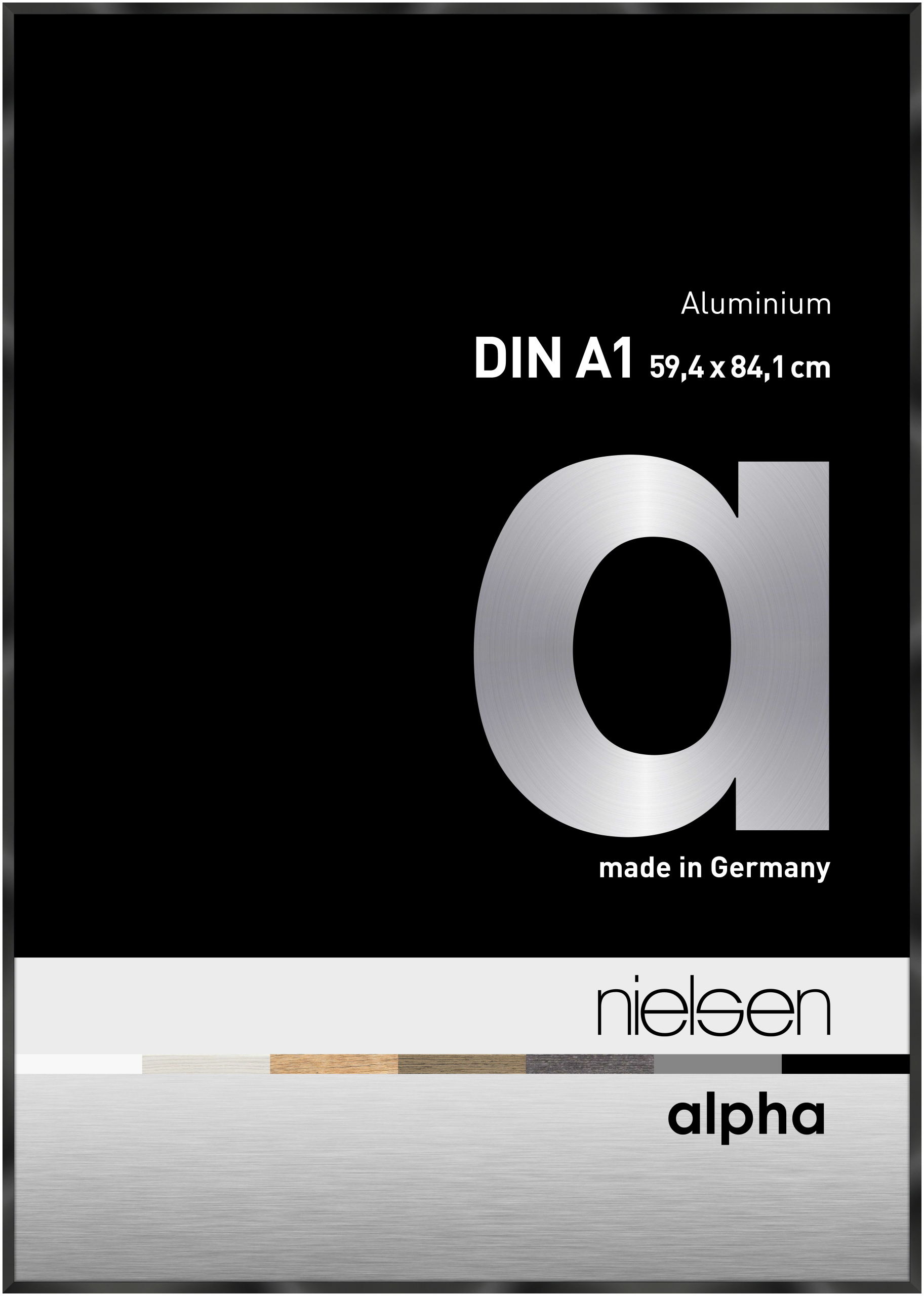 nielsen Aluminium Bilderrahmen Alpha, 59,4x84,1 cm (A1), Eloxal Schwarz Glanz