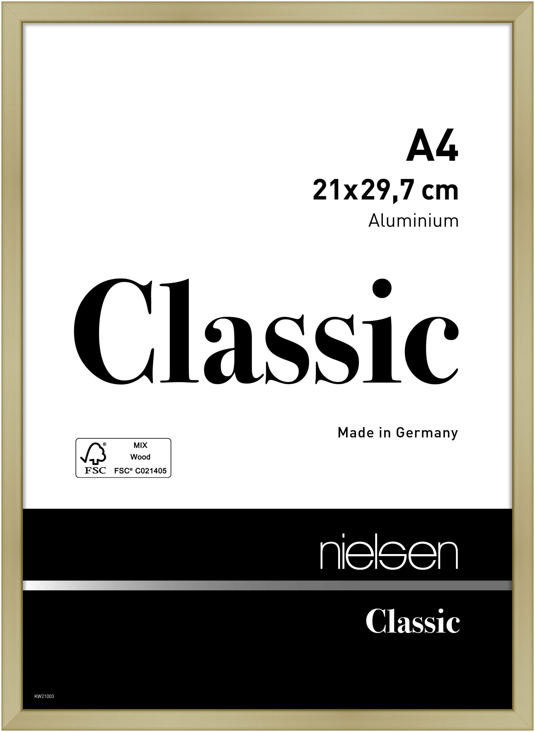 nielsen Aluminium Bilderrahmen Classic, 21x29,7 cm (A4), Gold Matt