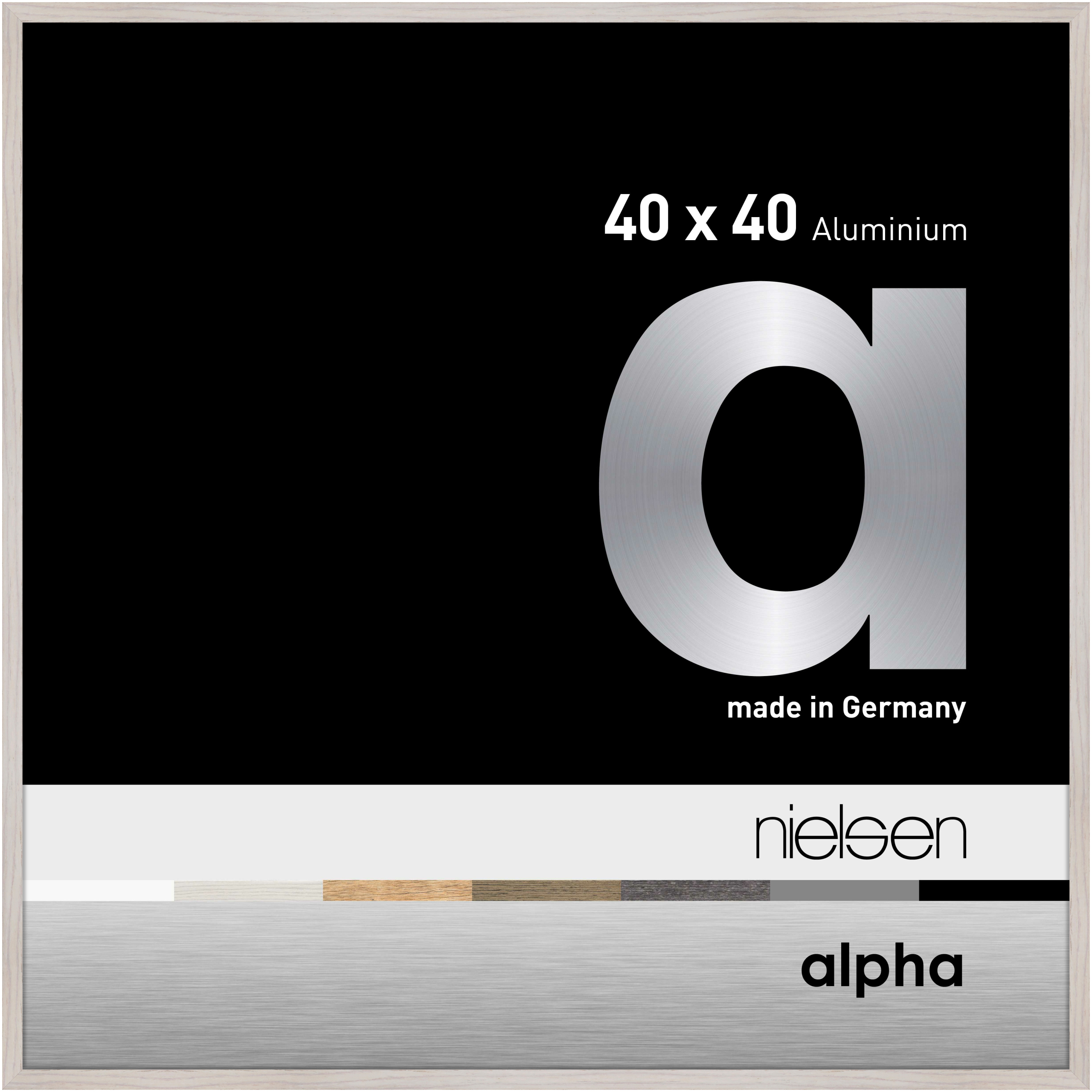 nielsen Aluminium Bilderrahmen Alpha, 40x40 cm, Eiche Weiß