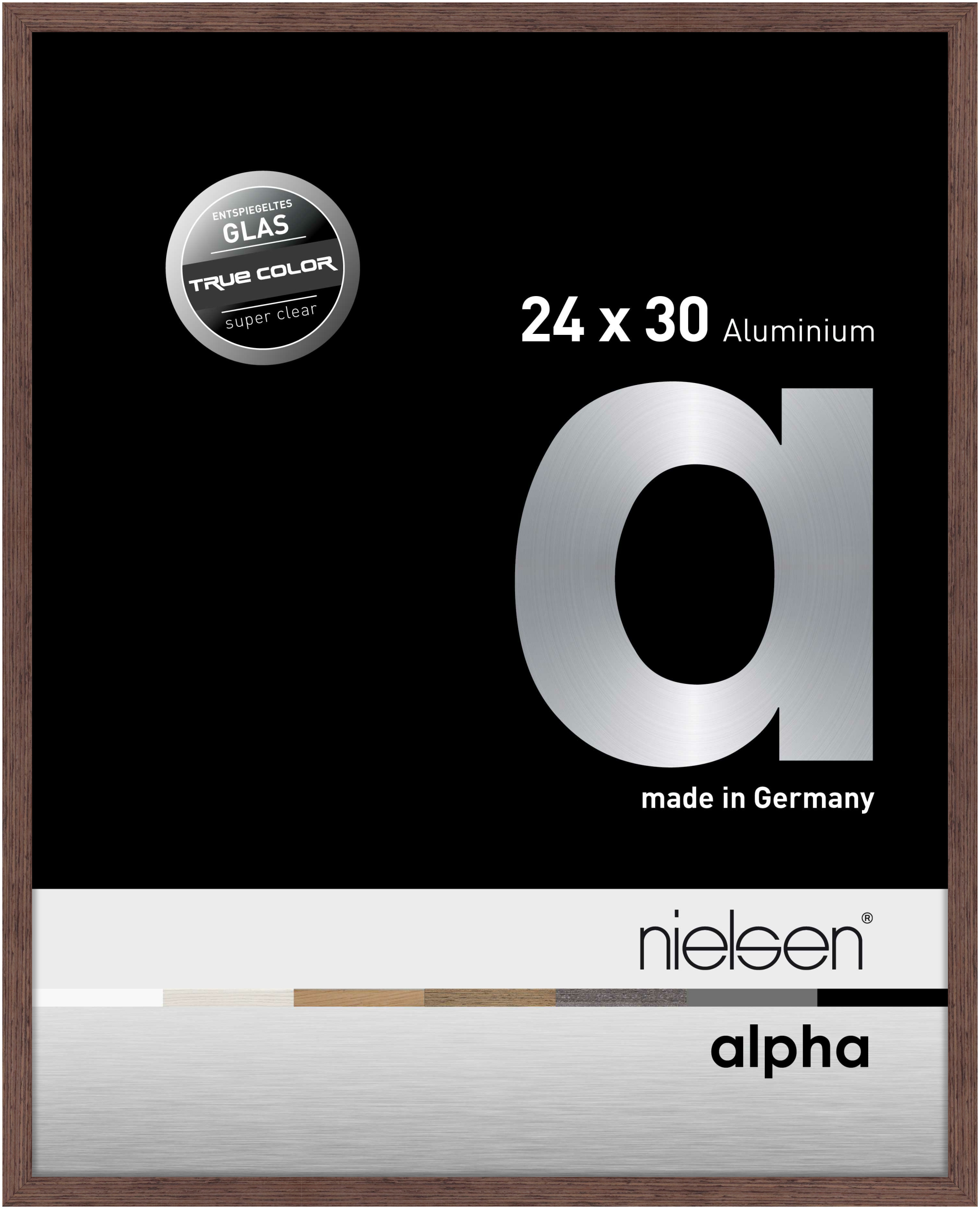 nielsen Aluminium Bilderrahmen Alpha True Color, 24x30 cm, Wengé Hell