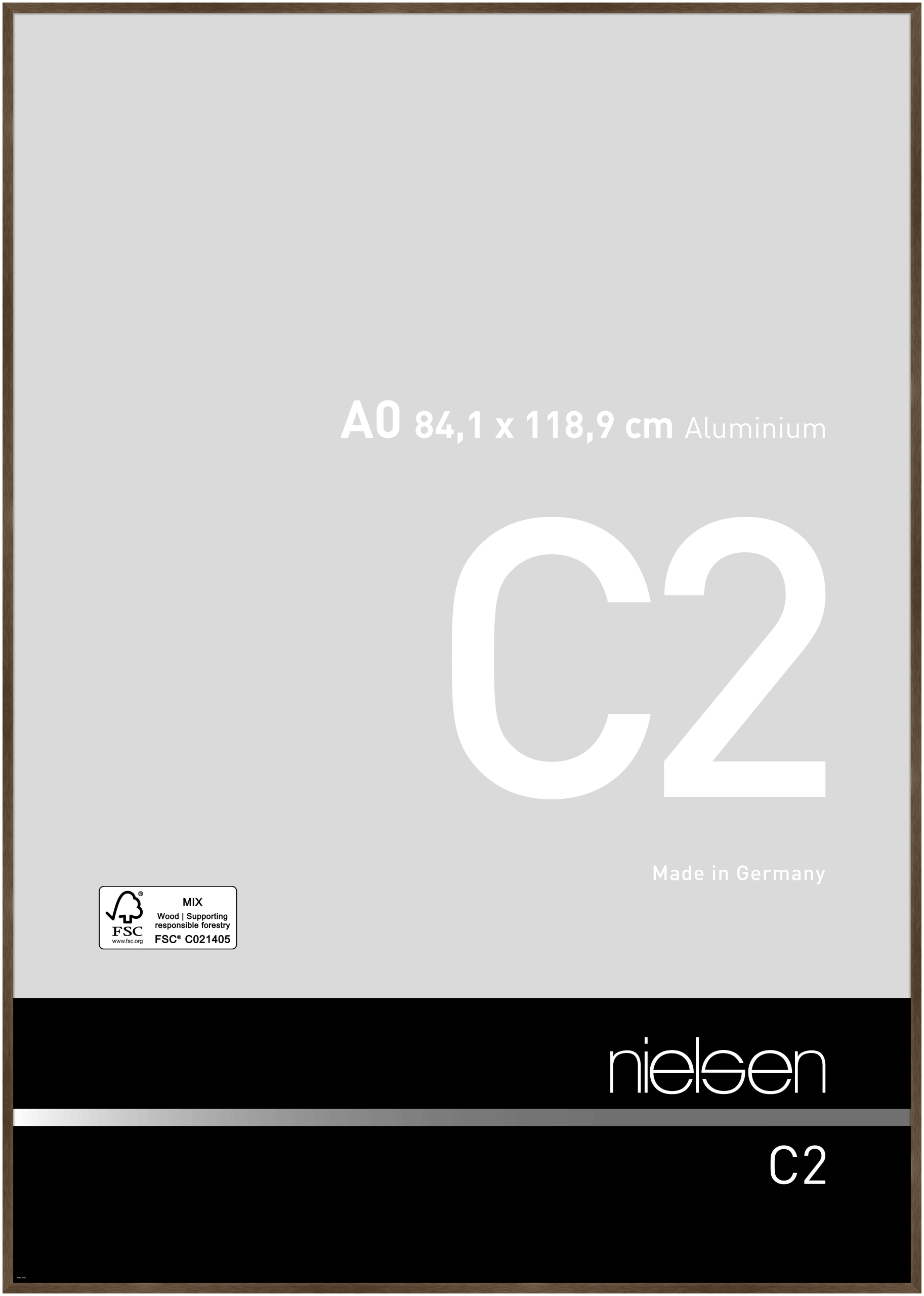 nielsen Aluminium Bilderrahmen C2, 84,1x118,9 cm (A0), Struktur Walnuss Matt