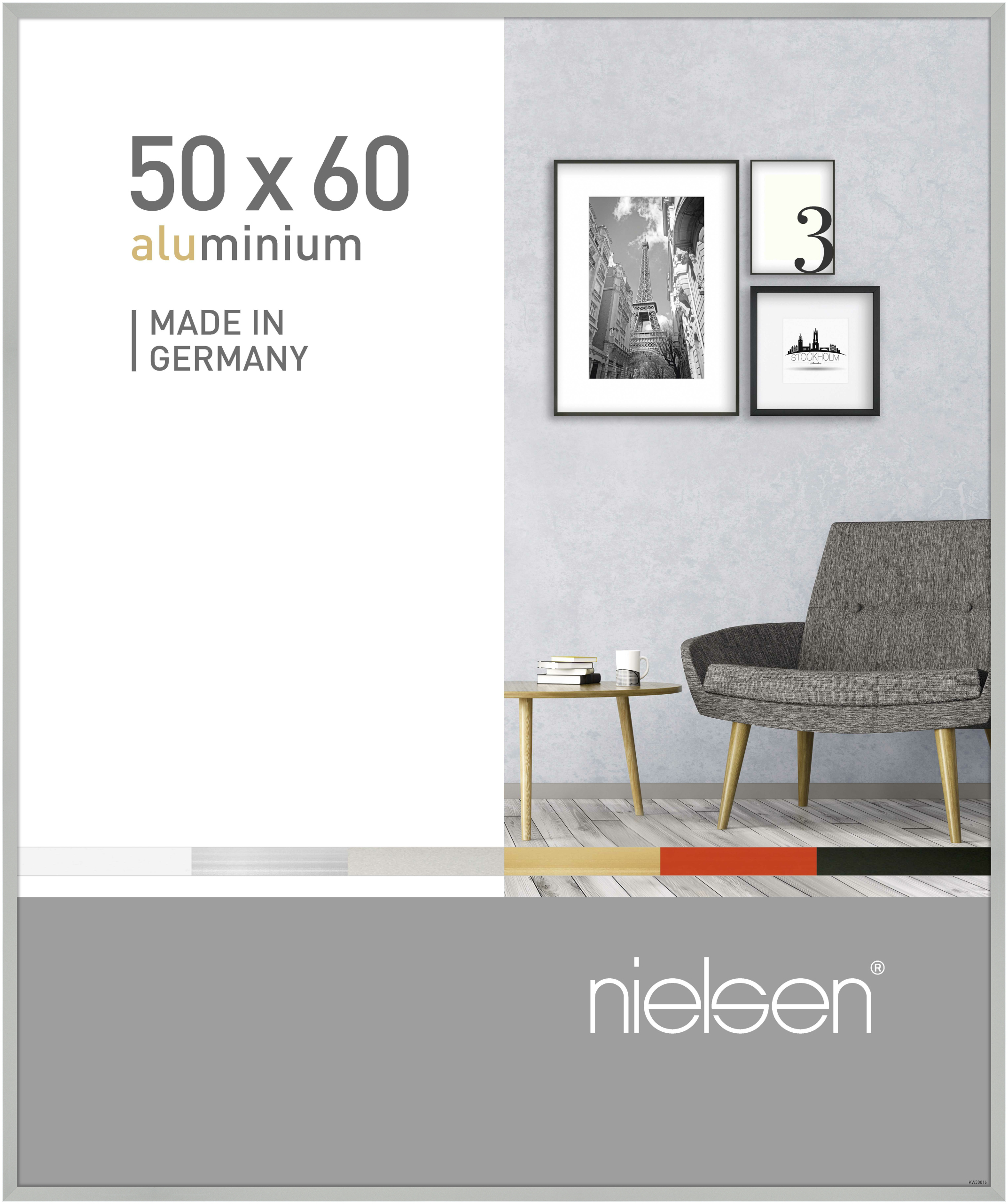 nielsen Aluminium Bilderrahmen Pixel, 50x60 cm, Silber Matt