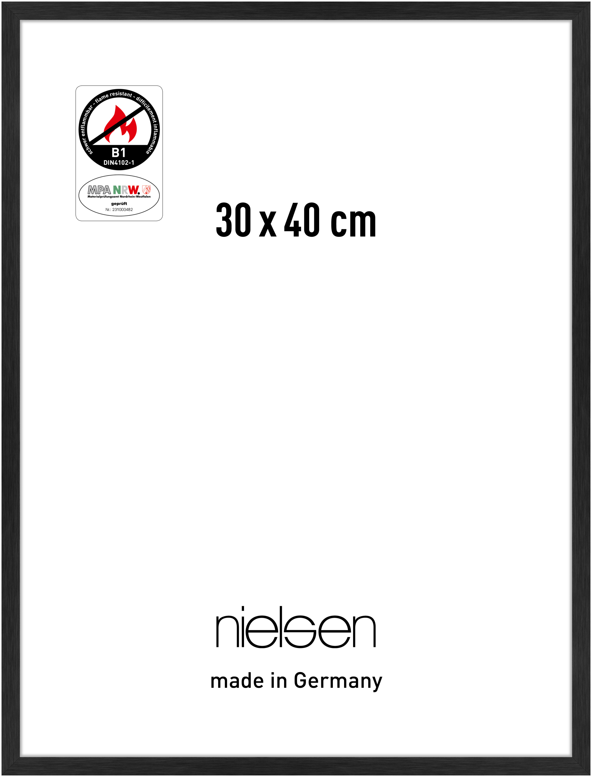 nielsen Aluminium Bilderrahmen C2-B1, 30x40 cm, Struktur Schwarz Matt