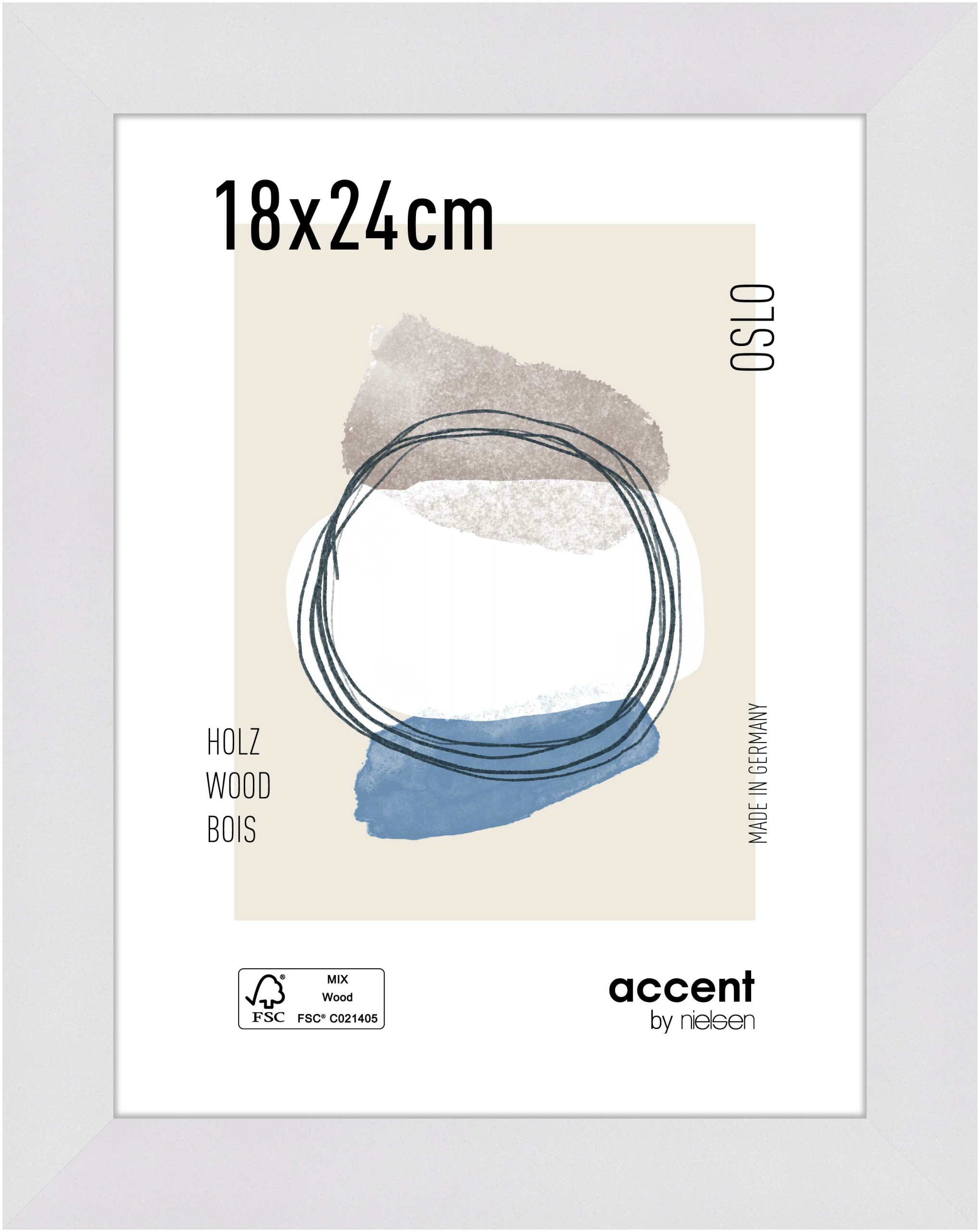 accent by nielsen Holz Bilderrahmen Oslo, 18x24 cm, Weiß