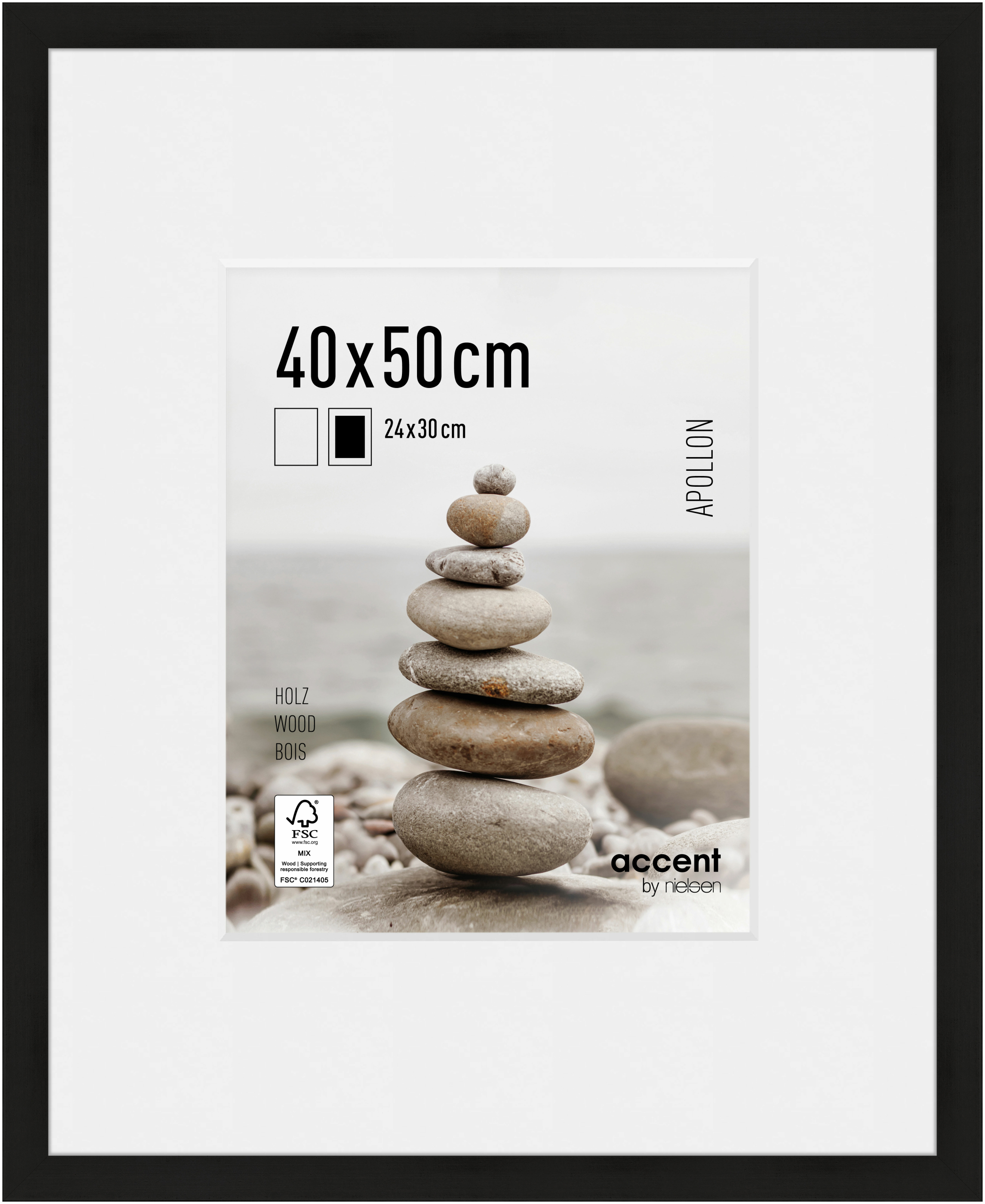 accent by nielsen Holz Bilderrahmen Apollon, 40x50 cm, Schwarz