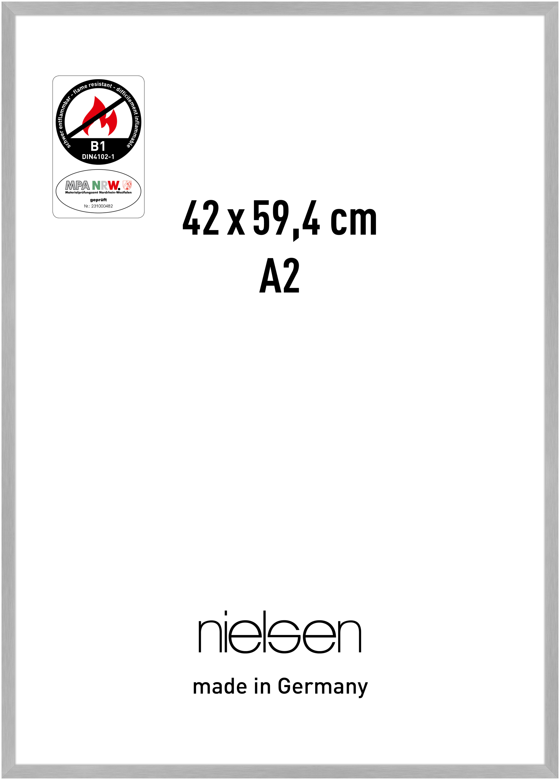 nielsen Aluminium Bilderrahmen C2-B1, 42x59,4 cm (A2), Struktur Silber Matt