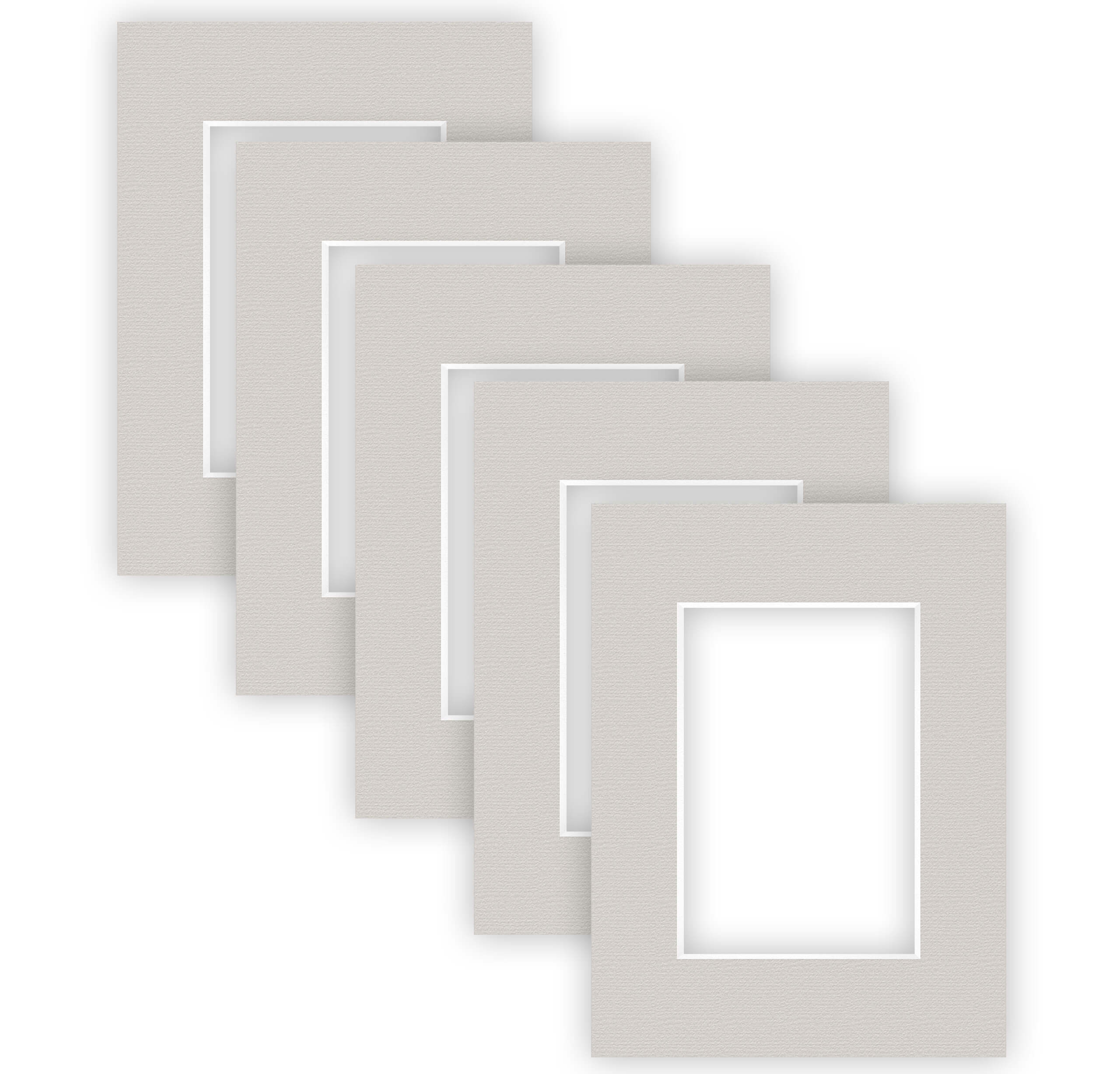 nielsen Conservation Passepartout 2,2 mm, 5er Set, Außenformat 18x24 cm für Bildformat 10x15 cm, Kieselgrau mit Struktur