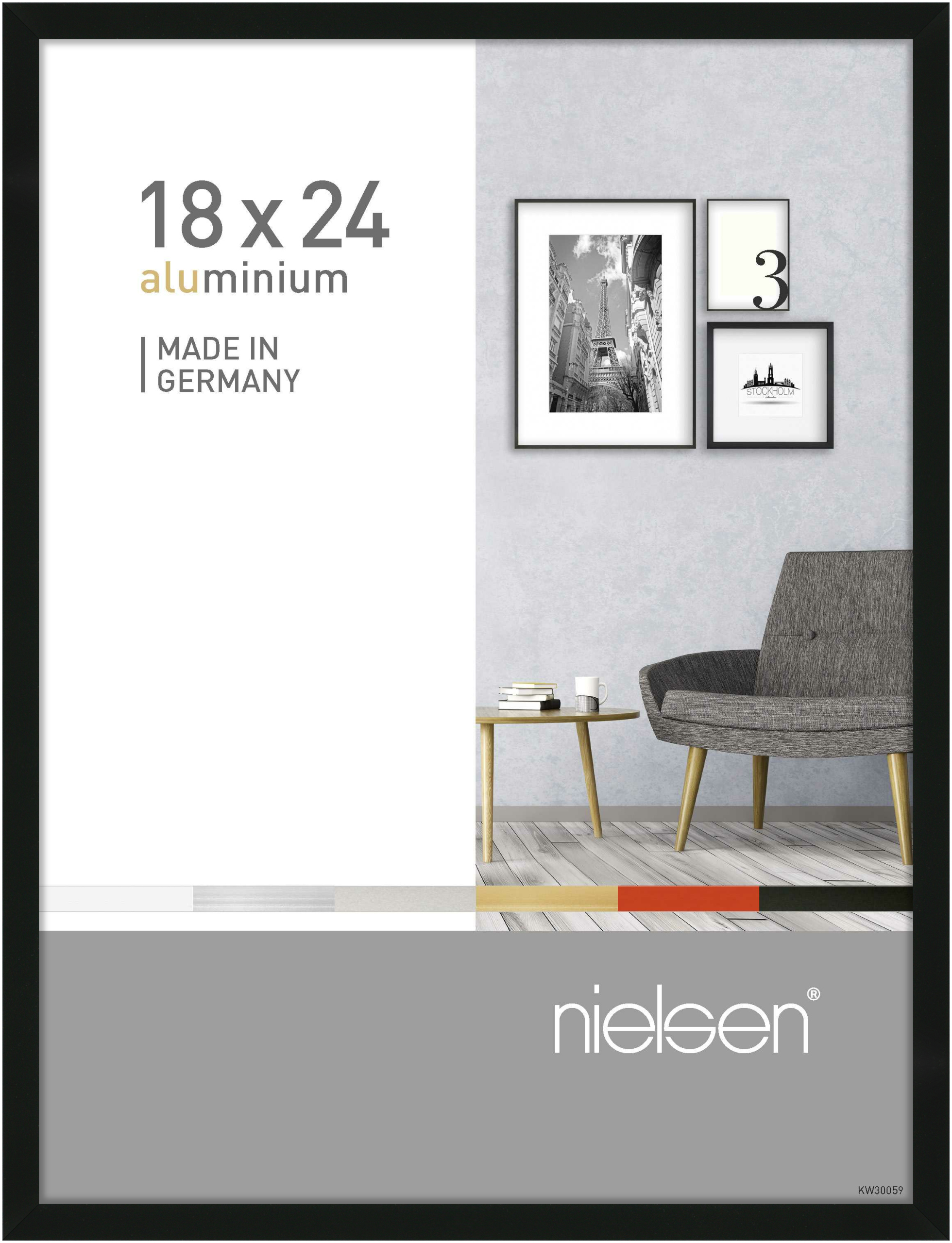 nielsen Aluminium Bilderrahmen Pixel, 18x24 cm, Schwarz
