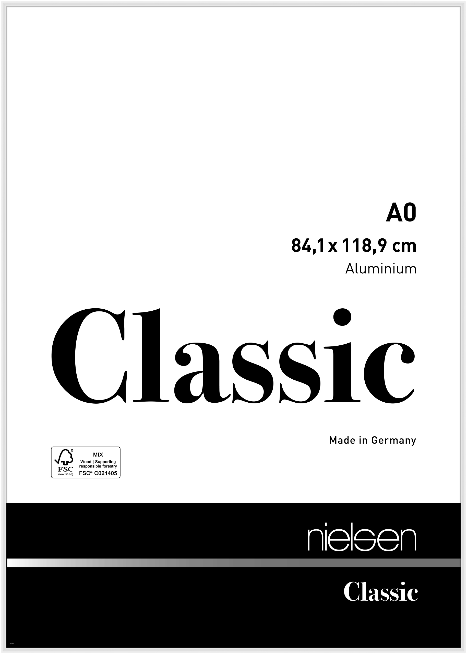 nielsen Aluminium Bilderrahmen Classic, 84,1x118,9 cm (A0), Weiß Glanz