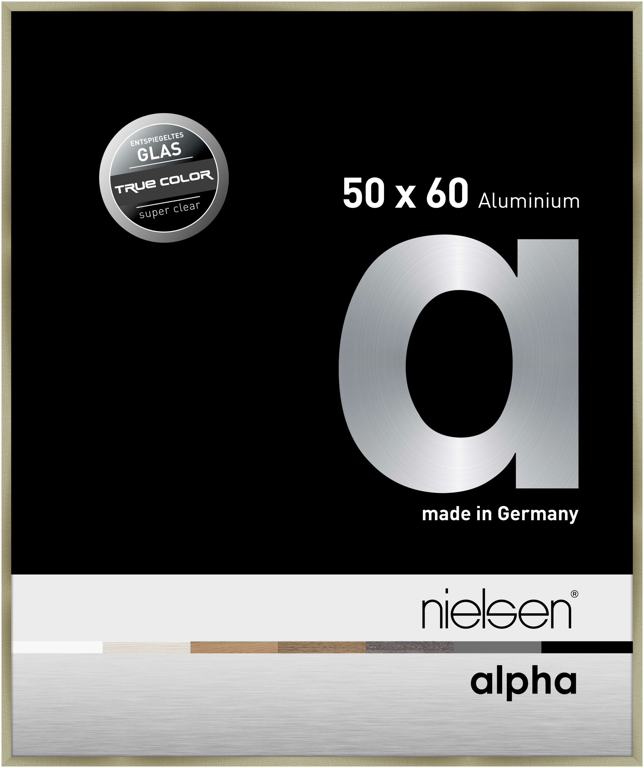 nielsen Aluminium Bilderrahmen Alpha True Color, 50x60 cm, Brushed Edelstahl