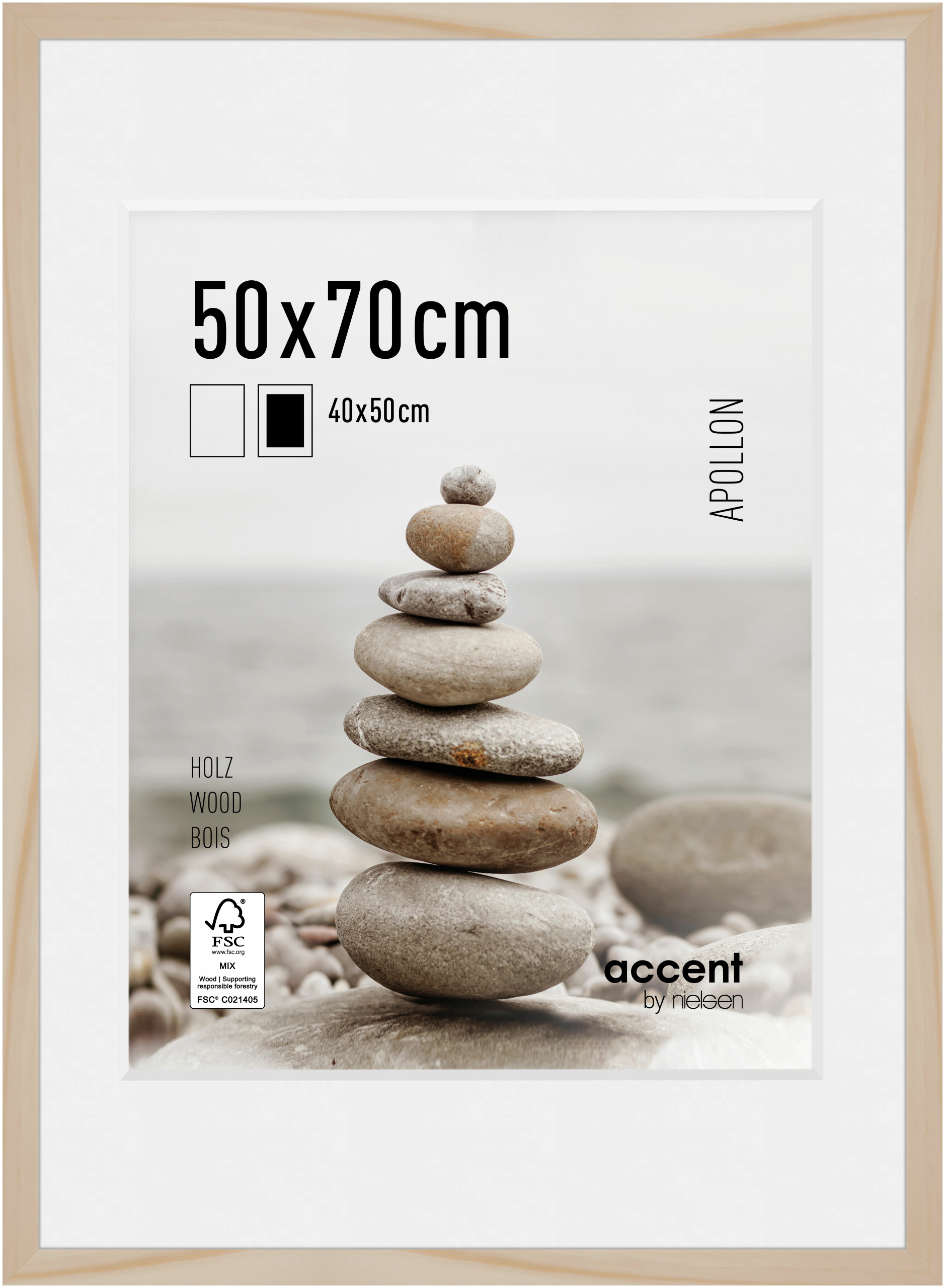 accent by nielsen Holz Bilderrahmen Apollon, 50x70 cm, Natur
