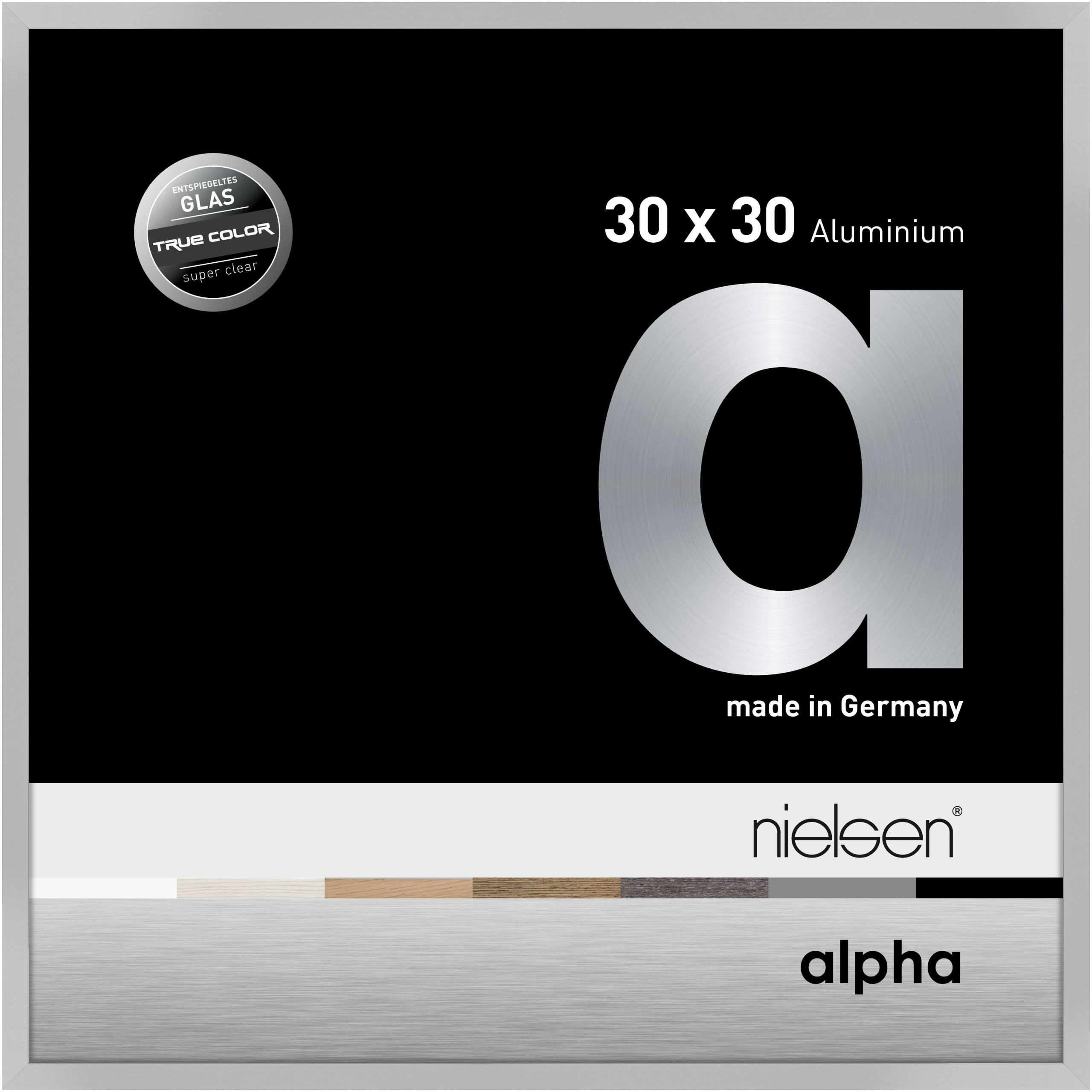 nielsen Aluminium Bilderrahmen Alpha True Color, 30x30 cm, Silber Matt