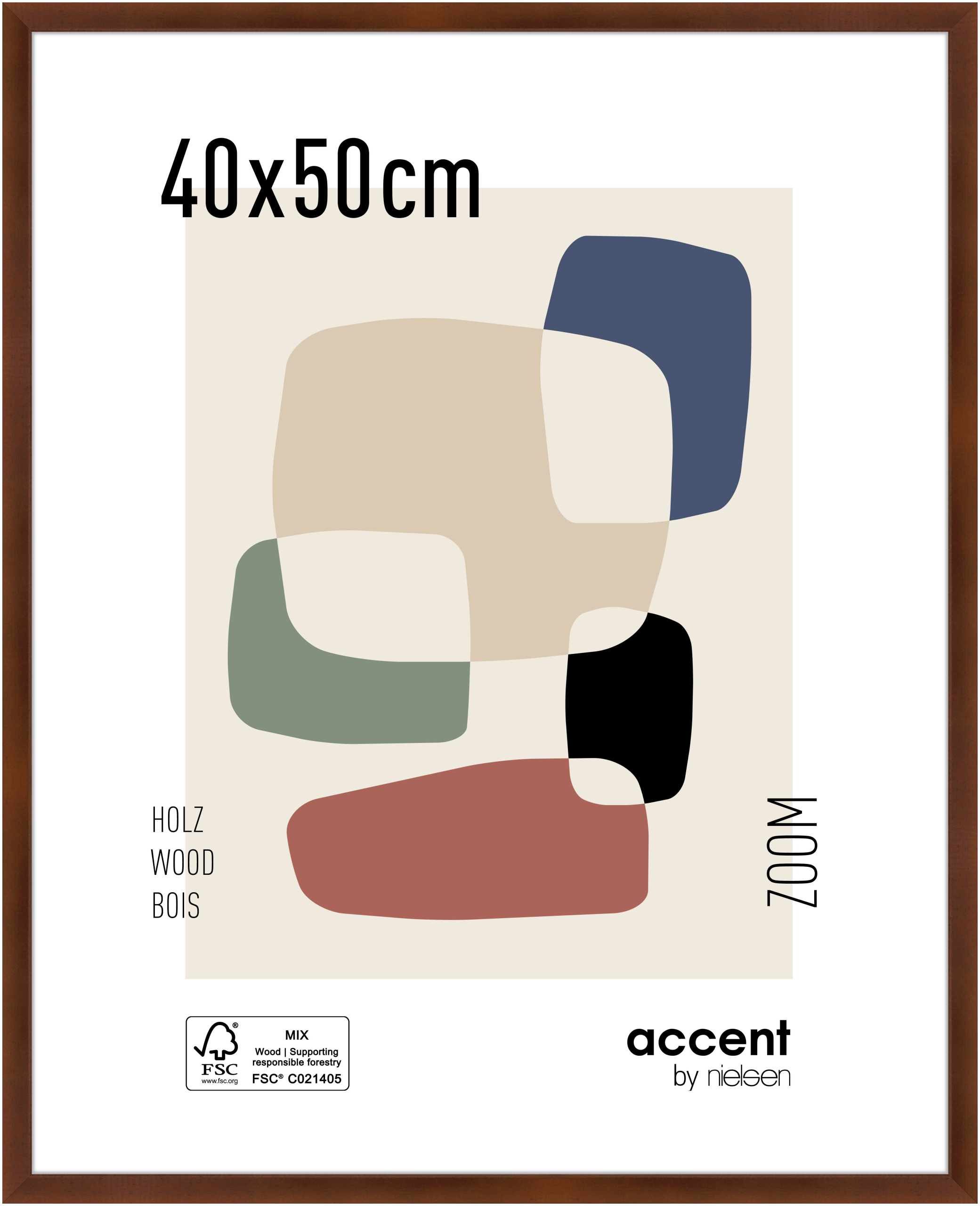 accent by nielsen Holz Bilderrahmen Zoom, 40x50 cm, Walnuss