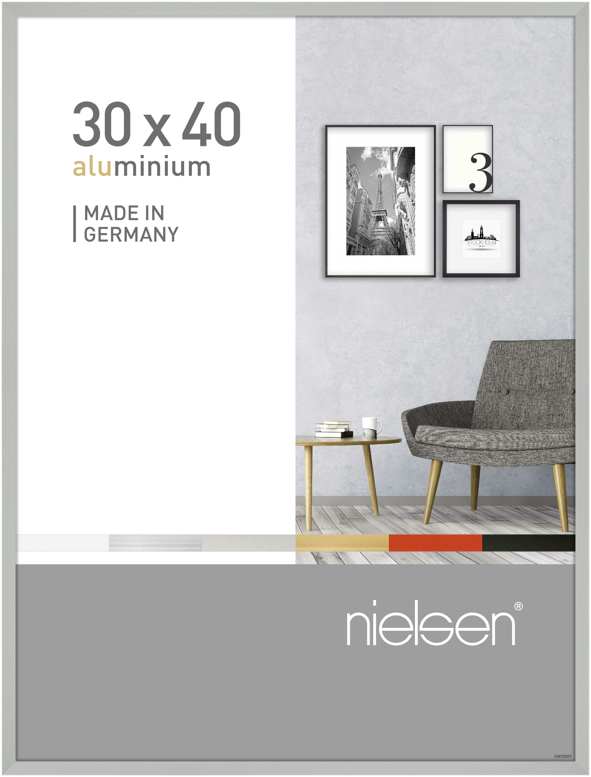 nielsen Aluminium Bilderrahmen Pixel, 30x40 cm, Silber Matt