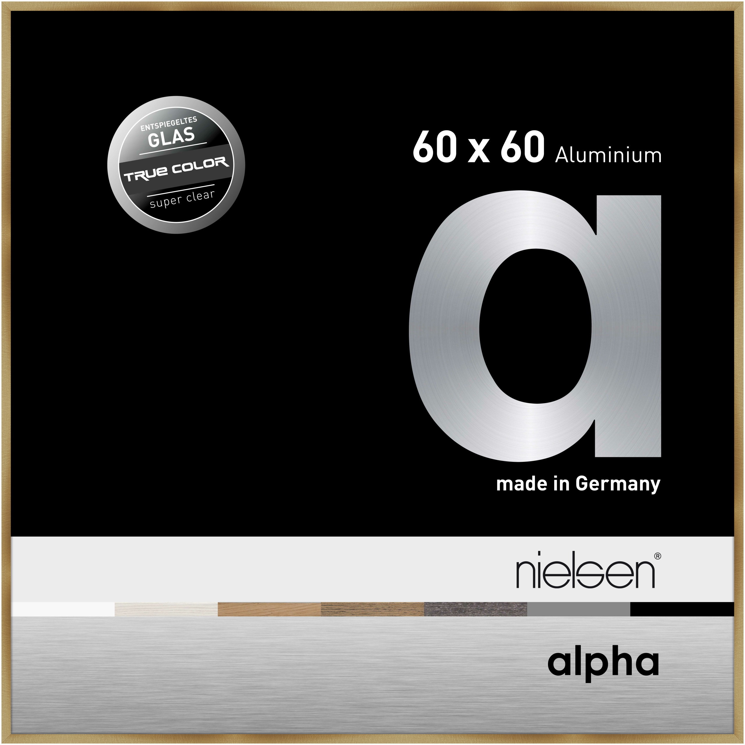 nielsen Aluminium Bilderrahmen Alpha True Color, 60x60 cm, Brushed Amber