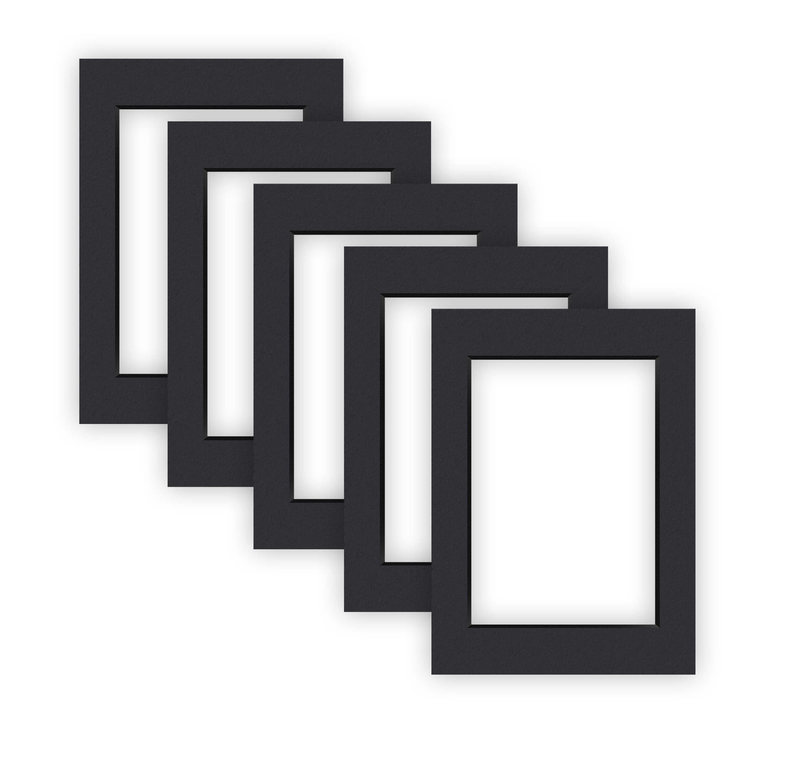 nielsen Conservation Passepartout 1,5 mm, 5er Set, Außenformat 13x18 cm für Bilder 9x13 cm, Schwarz glatt