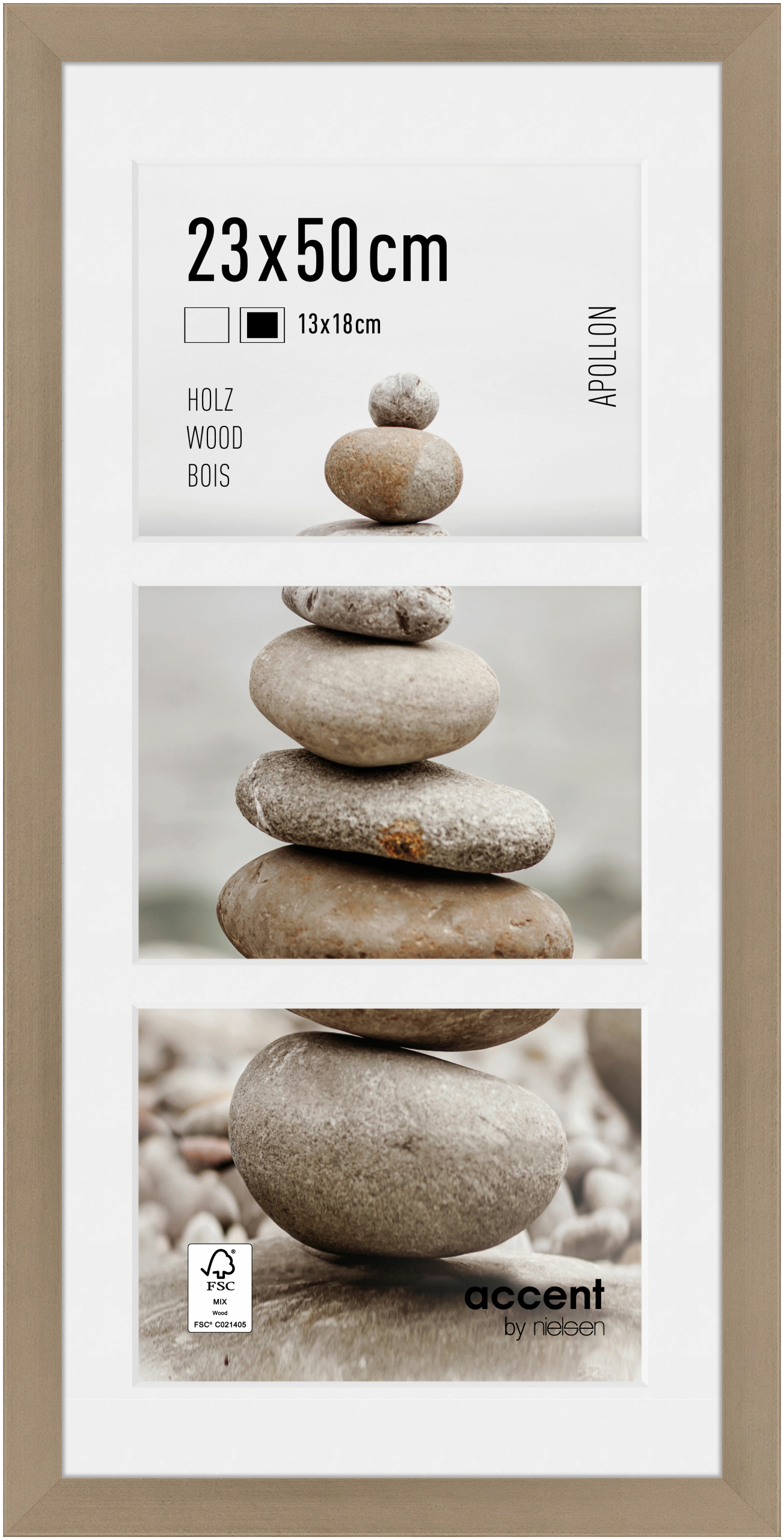 accent by nielsen Holz Bilderrahmen Apollon, 23x50 cm, Silber