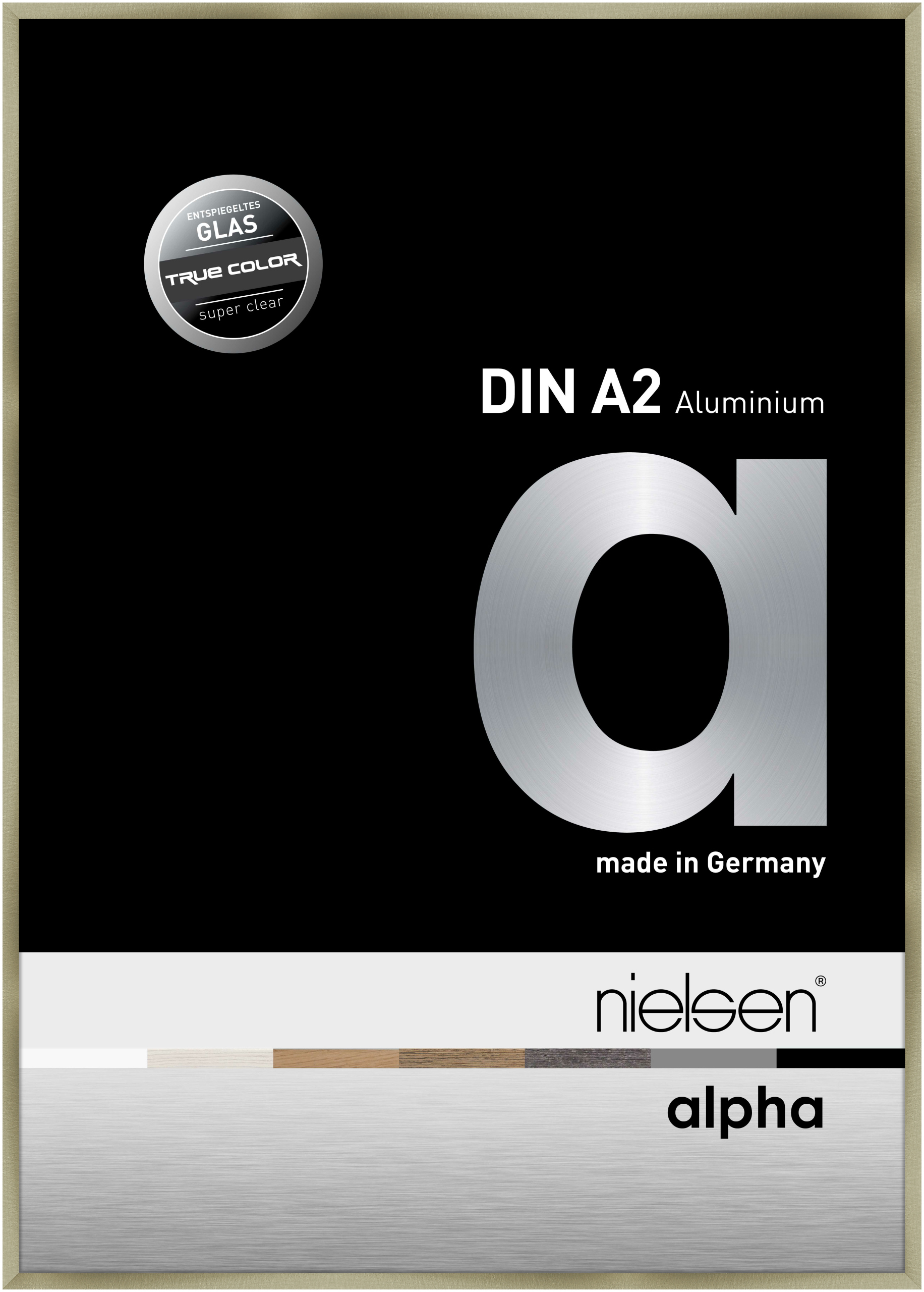 nielsen Aluminium Bilderrahmen Alpha True Color, 29,7x42 cm (A3), Brushed Edelstahl