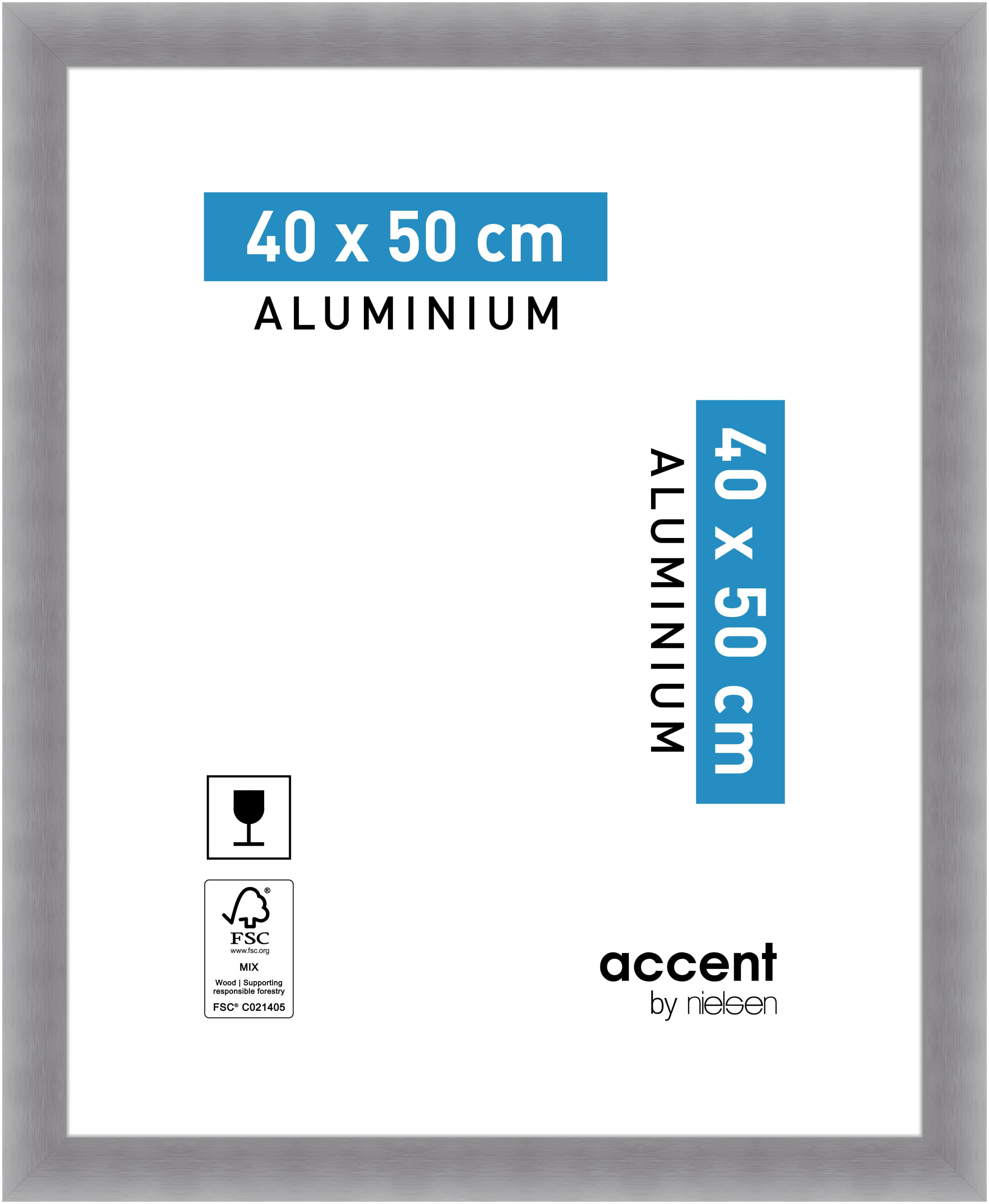 accent by nielsen Aluminium Bilderrahmen Largo, 40x50 cm, Struktur Silber Matt