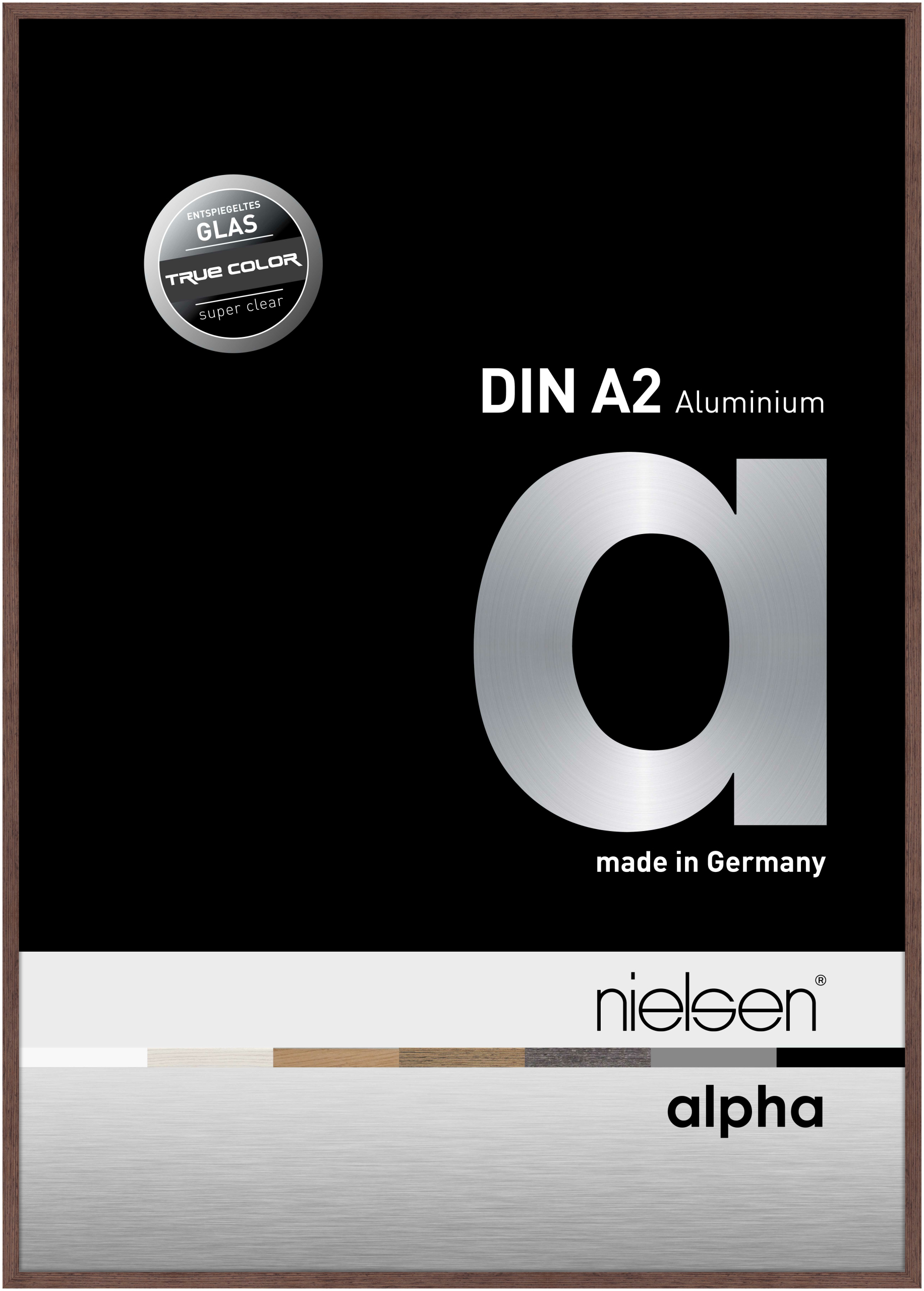 nielsen Aluminium Bilderrahmen Alpha True Color, 42x59,4 cm (A2), Wengé Hell