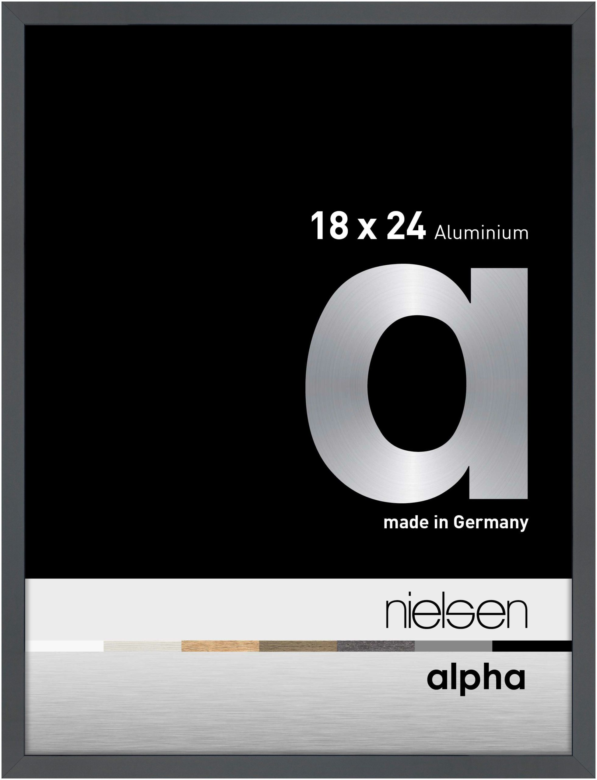 nielsen Aluminium Bilderrahmen Alpha, 18x24 cm, Dunkelgrau Glanz