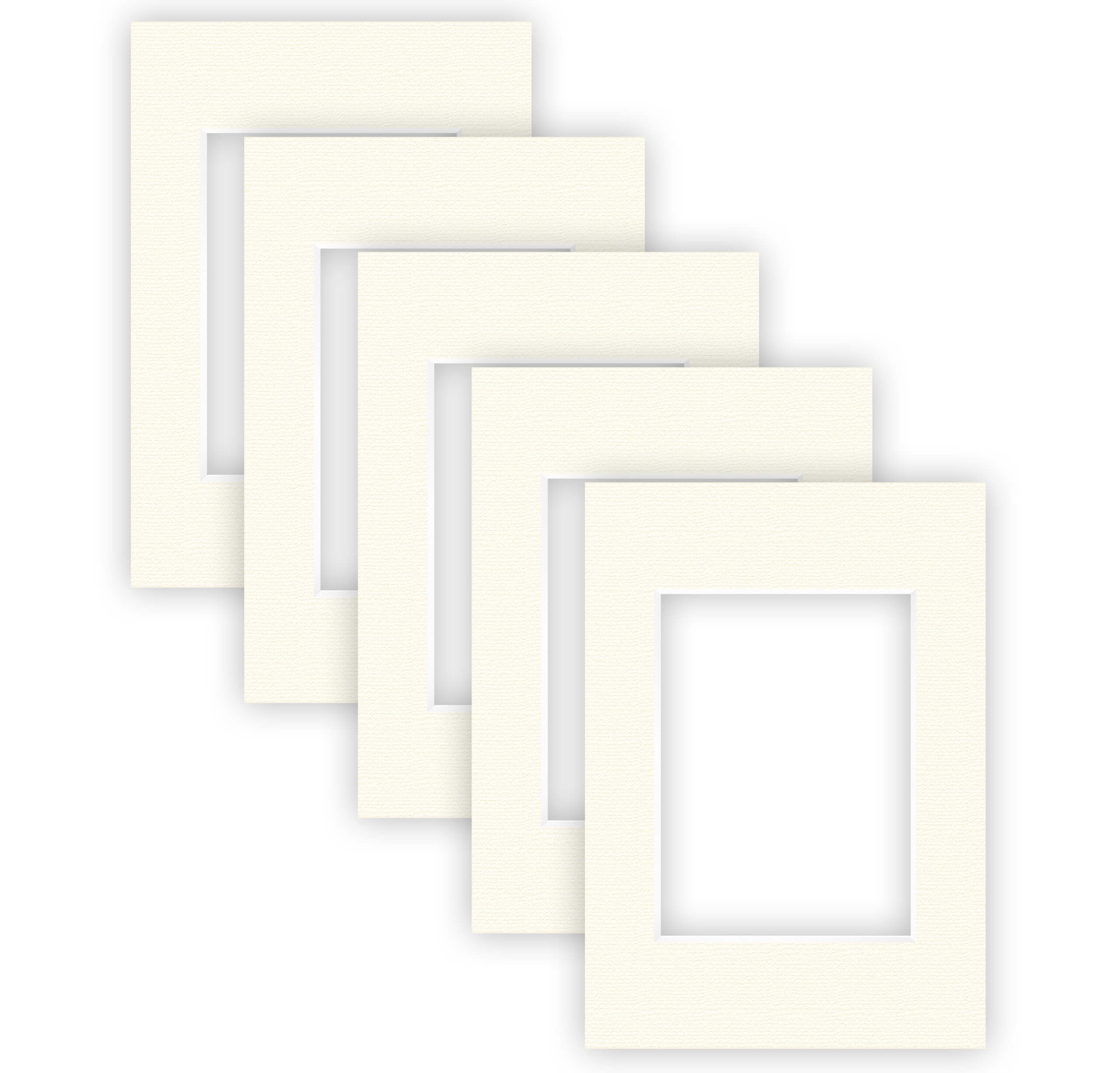 nielsen Conservation Passepartout 1,5 mm, 5er Set, Außenformat 21x29,7 cm (DIN A4) für Bildformat 13x18 cm, Cremeweiß mit Struktur