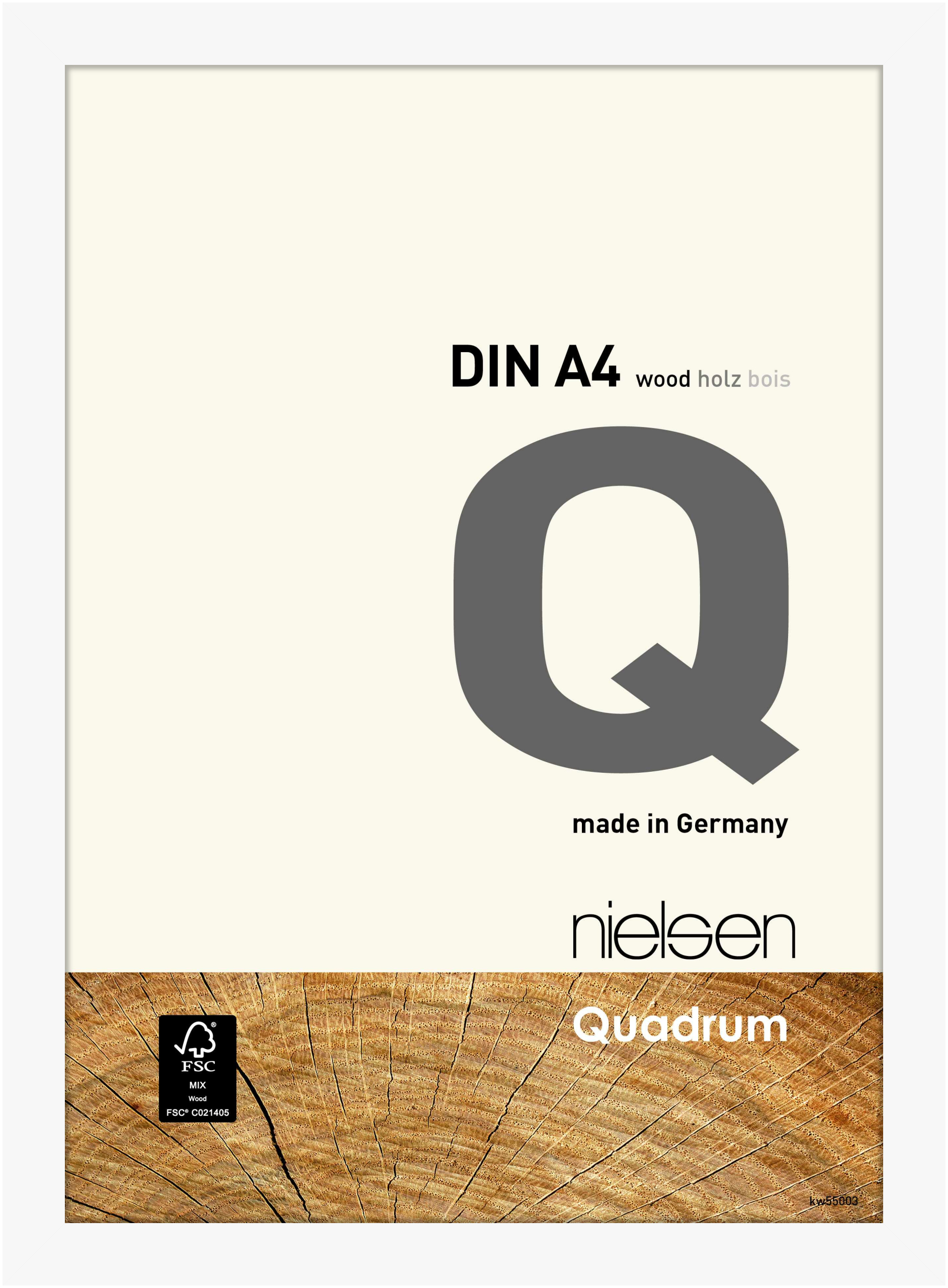 nielsen Holz Bilderrahmen Quadrum, 21x29,7 cm (A4), Deckend Weiß