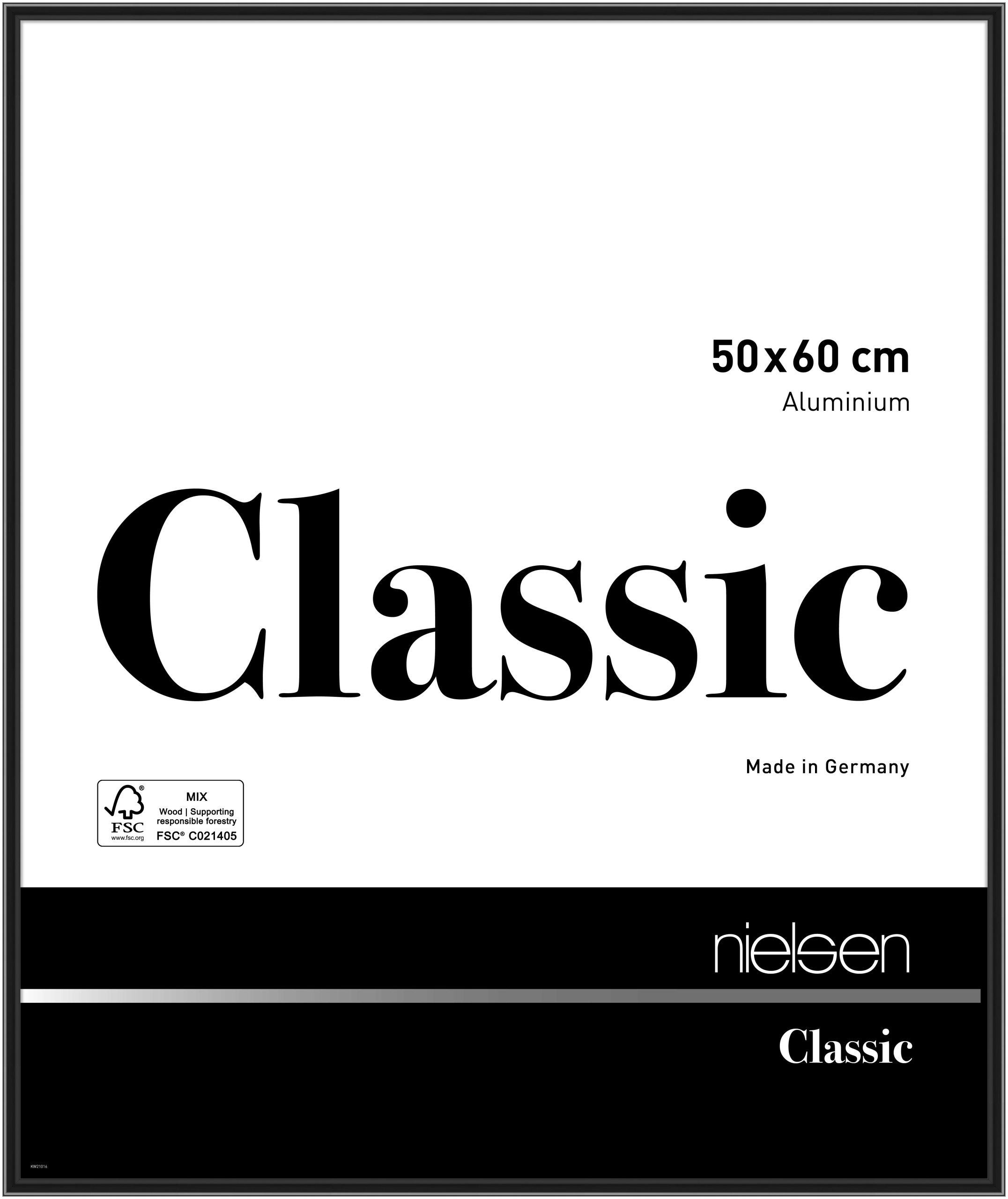 nielsen Aluminium Bilderrahmen Classic, 50x60 cm, Eloxal Schwarz Glanz