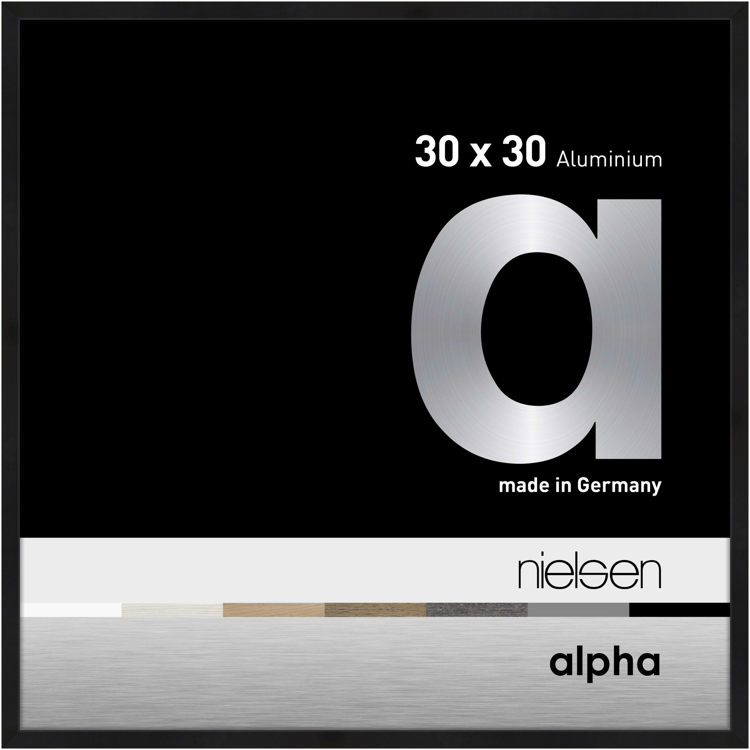 nielsen Aluminium Bilderrahmen Alpha, 30x30 cm, Eloxal Schwarz Matt