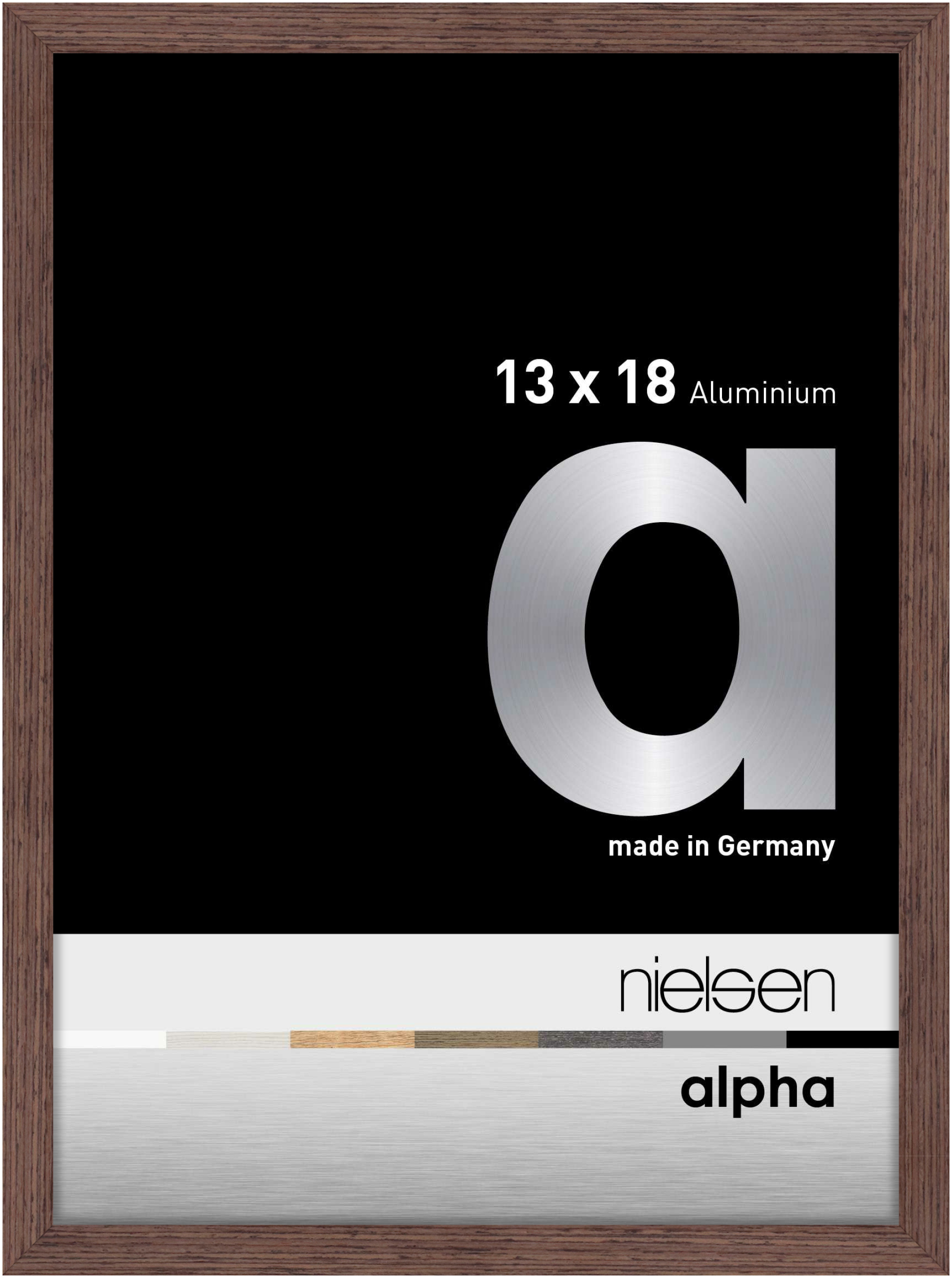 nielsen Aluminium Bilderrahmen Alpha, 13x18 cm, Wengé Hell