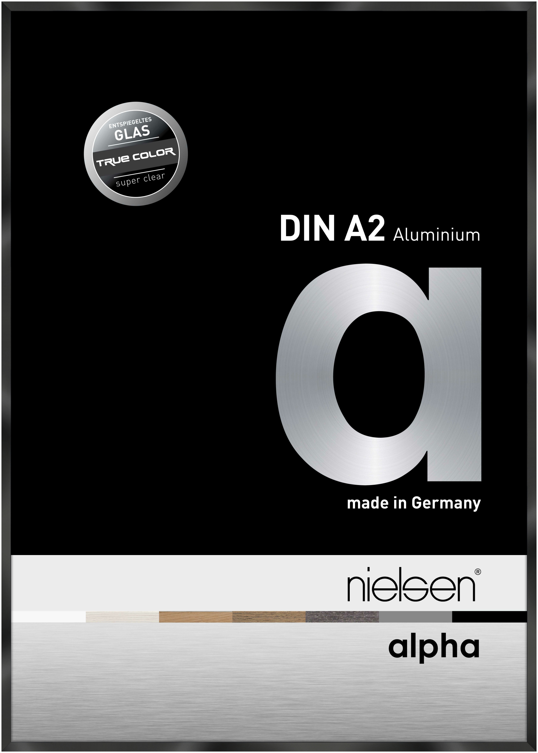 nielsen Aluminium Bilderrahmen Alpha True Color, 42x59,4 cm (A2), Eloxal Schwarz Glanz