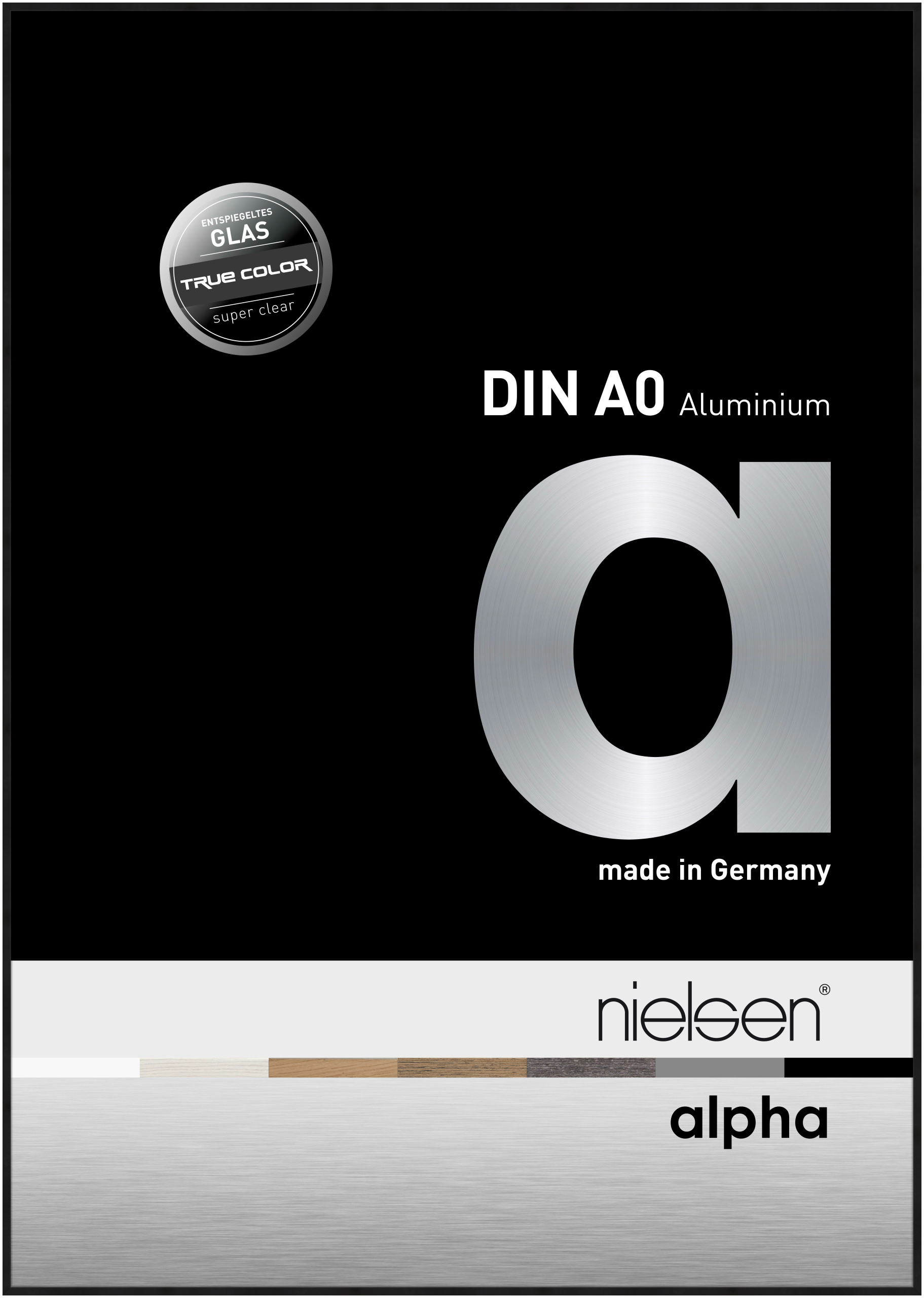 nielsen Aluminium Bilderrahmen Alpha True Color, 84,1x118,9 cm (A0), Eloxal Schwarz Matt