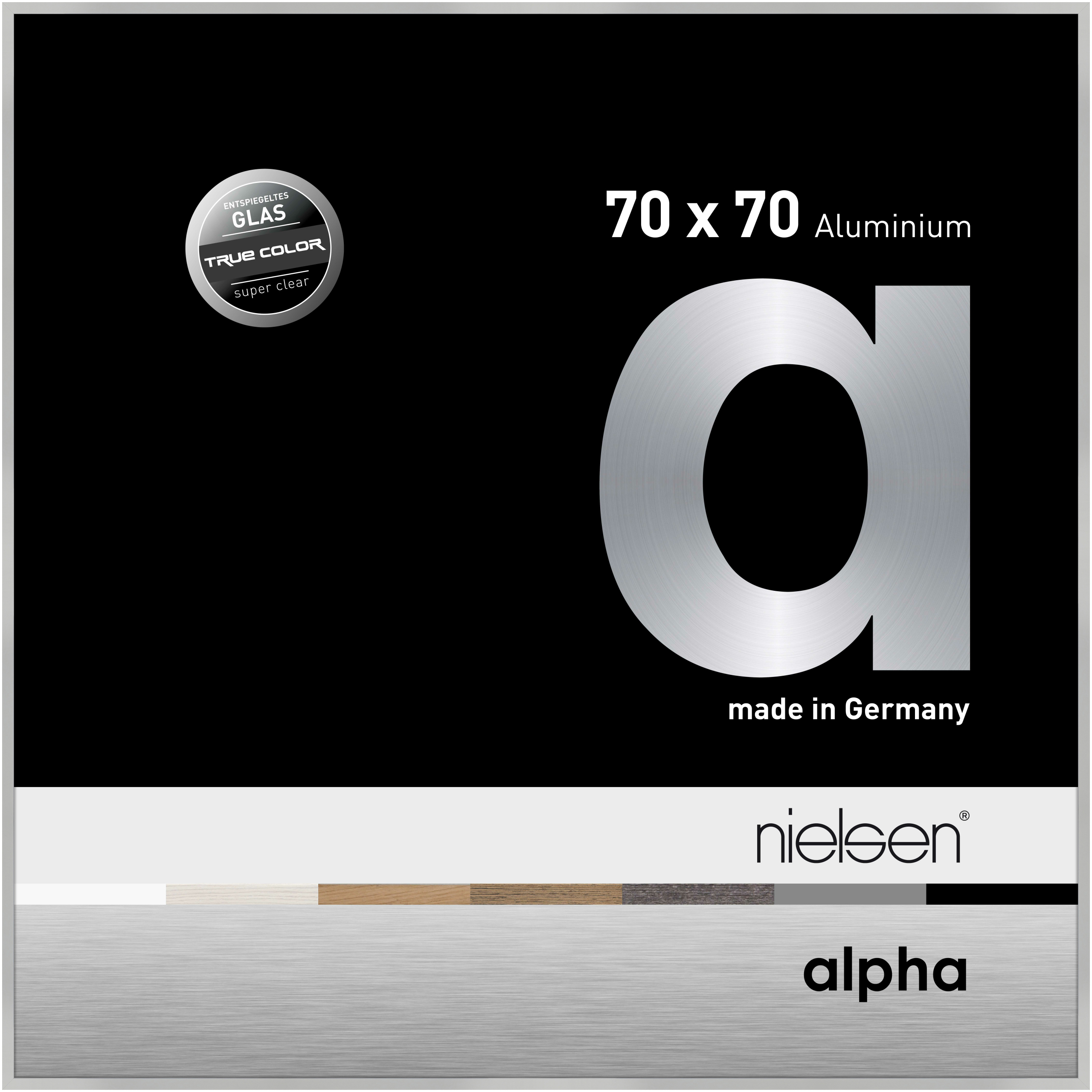 nielsen Aluminium Bilderrahmen Alpha True Color, 70x70 cm, Silber Matt