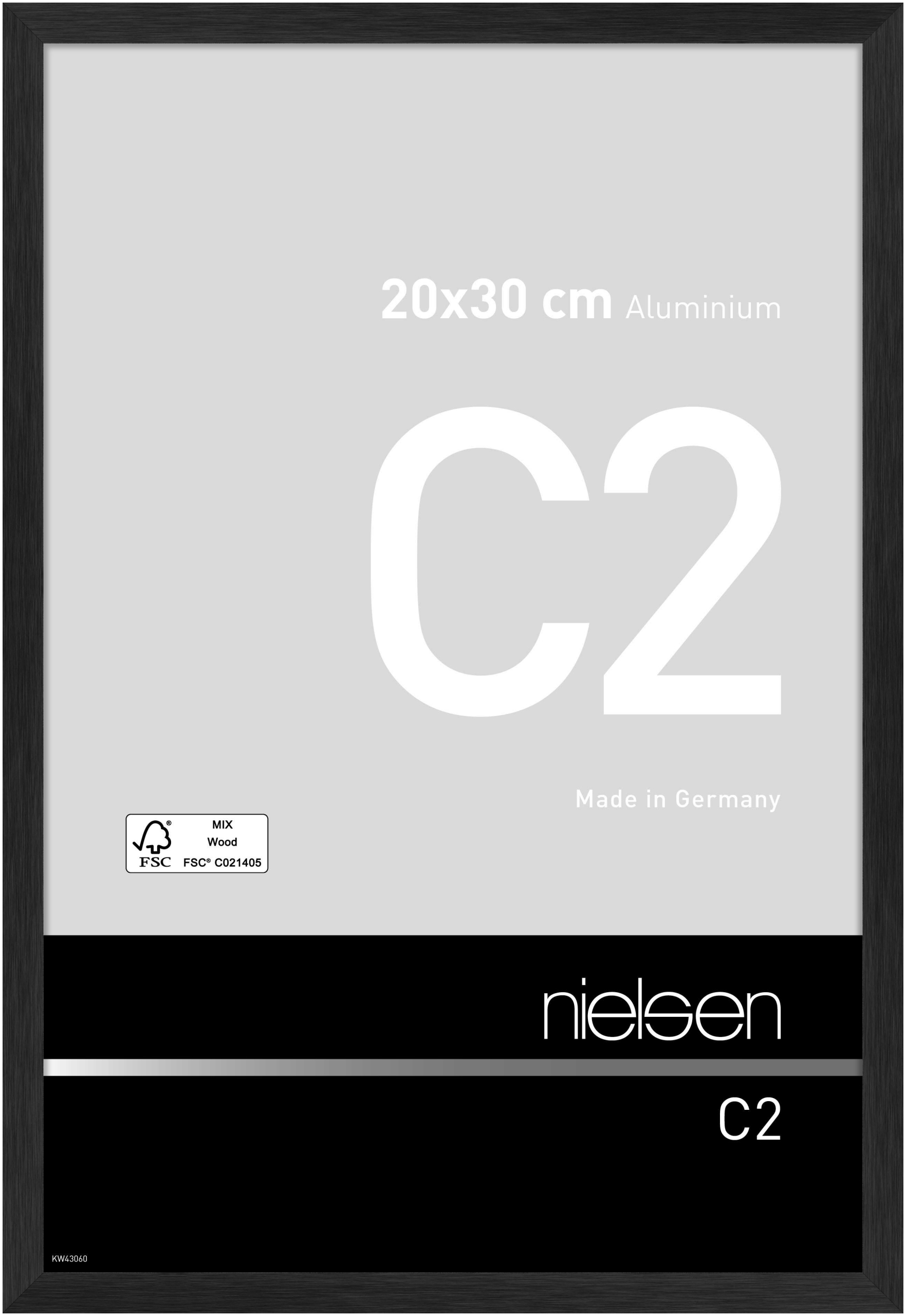 nielsen Aluminium Bilderrahmen C2, 20x30 cm, Struktur Schwarz Matt