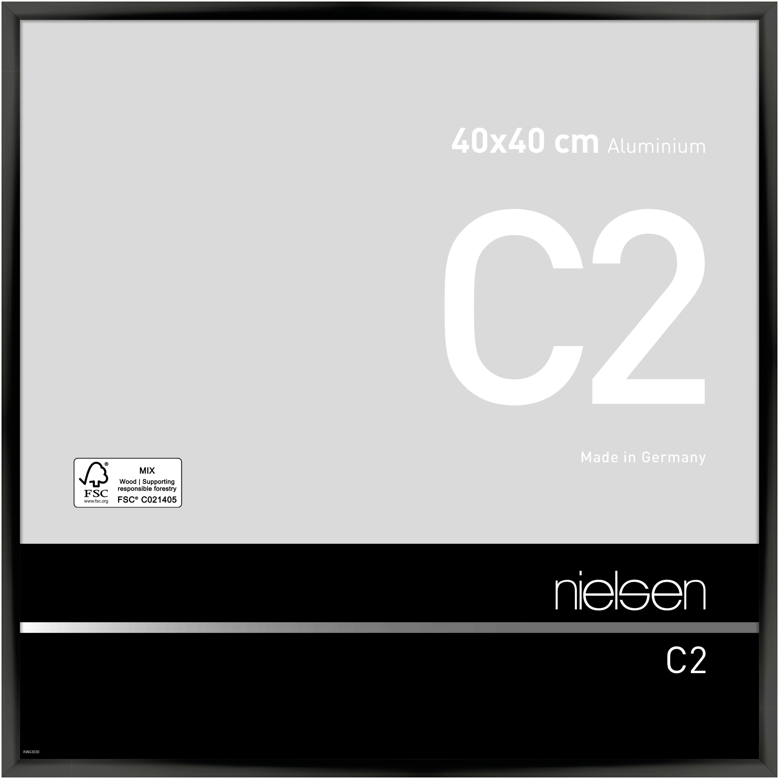 nielsen Aluminium Bilderrahmen C2, 40x40 cm, Eloxal Schwarz Glanz
