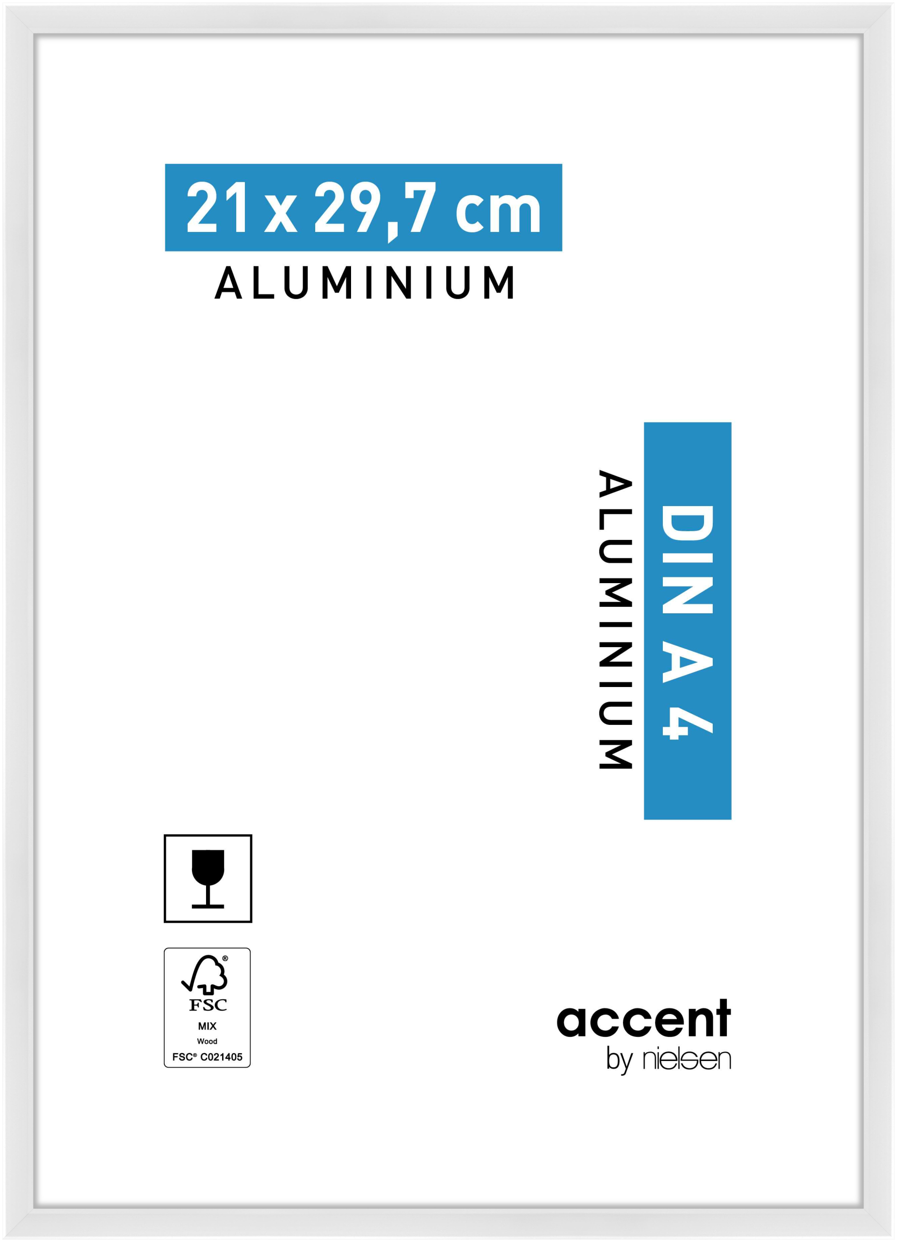 accent by nielsen Aluminium Bilderrahmen Accent, 21x29,7 cm (A4), Weiß Glanz