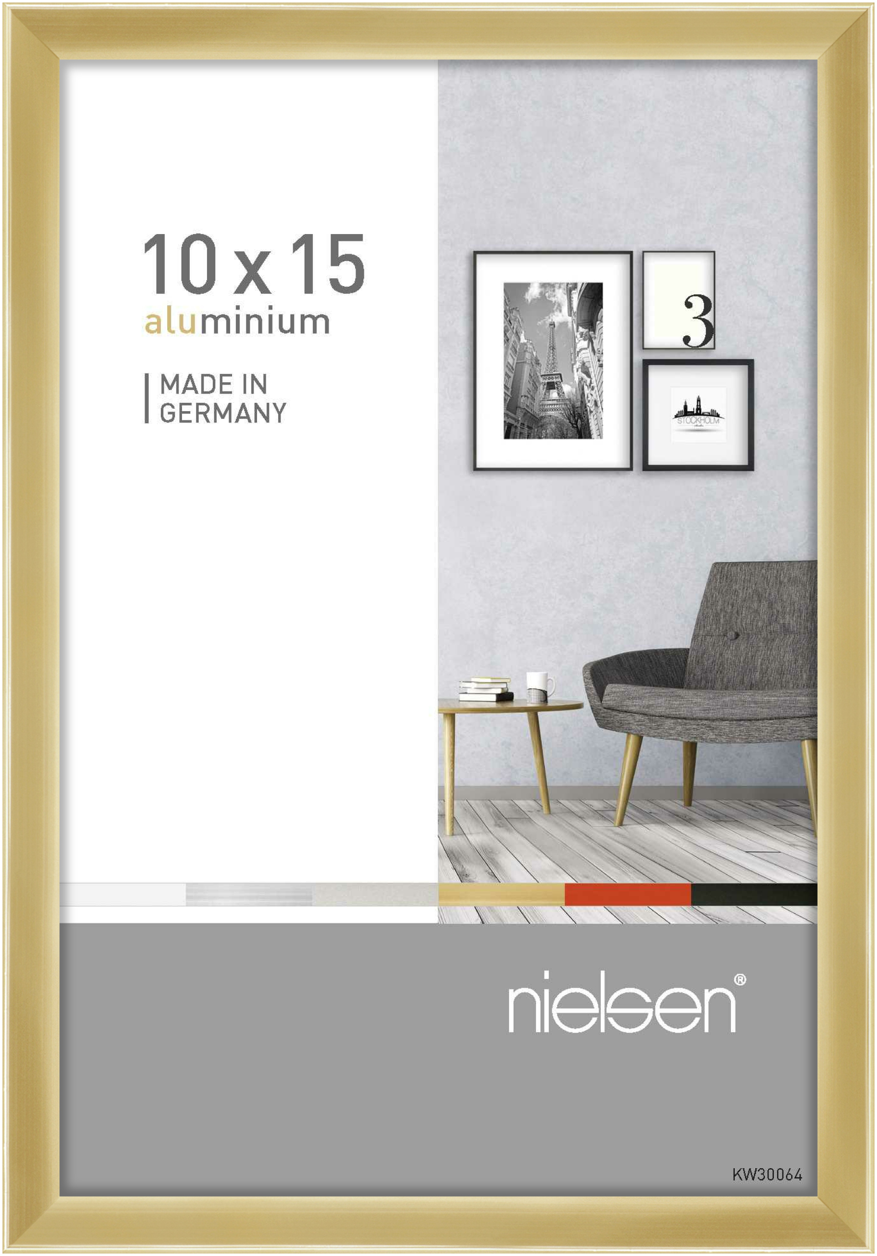 nielsen Aluminium Bilderrahmen Pixel, 10x15 cm, Gold