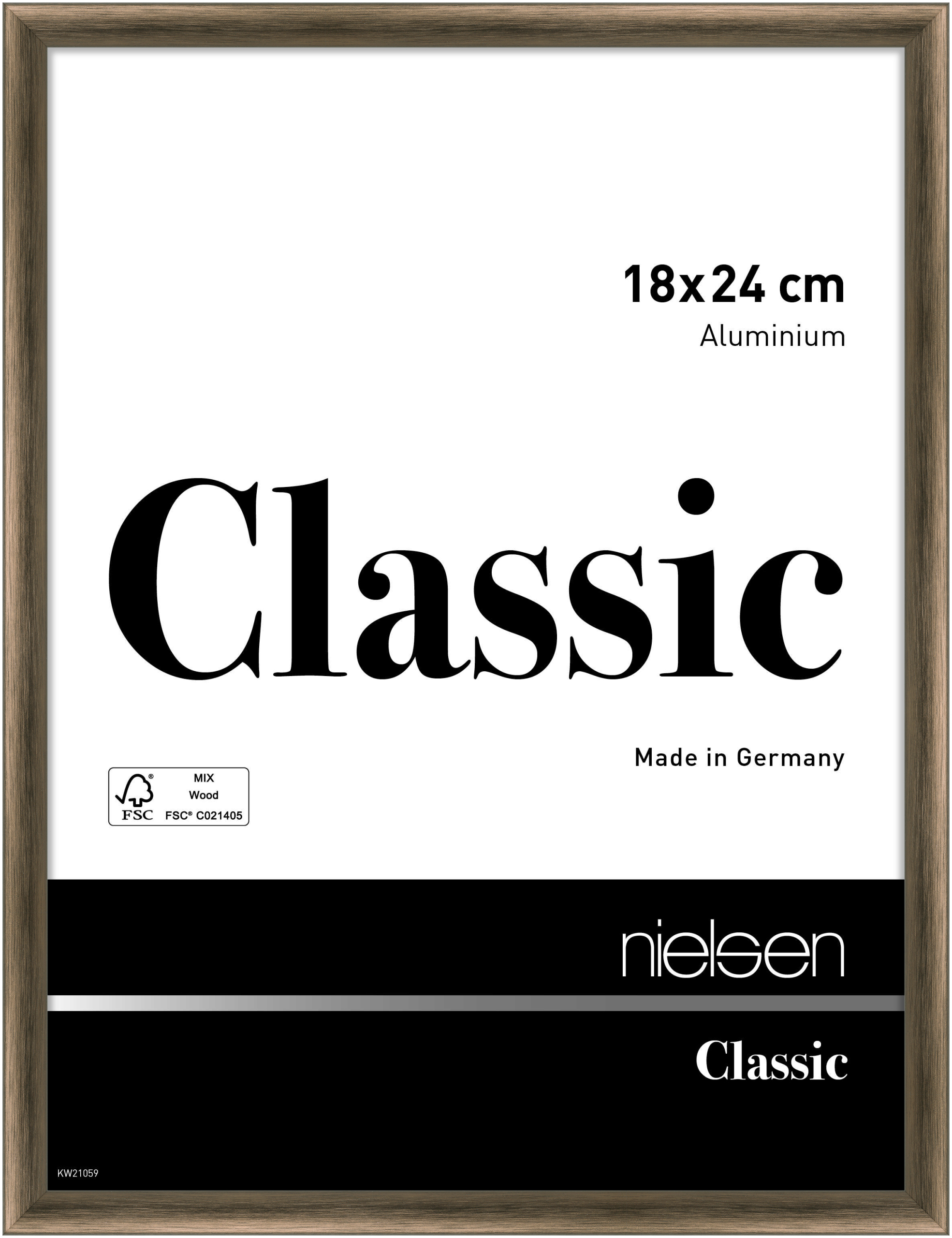 nielsen Aluminium Bilderrahmen Classic, 18x24 cm, Struktur Walnuss