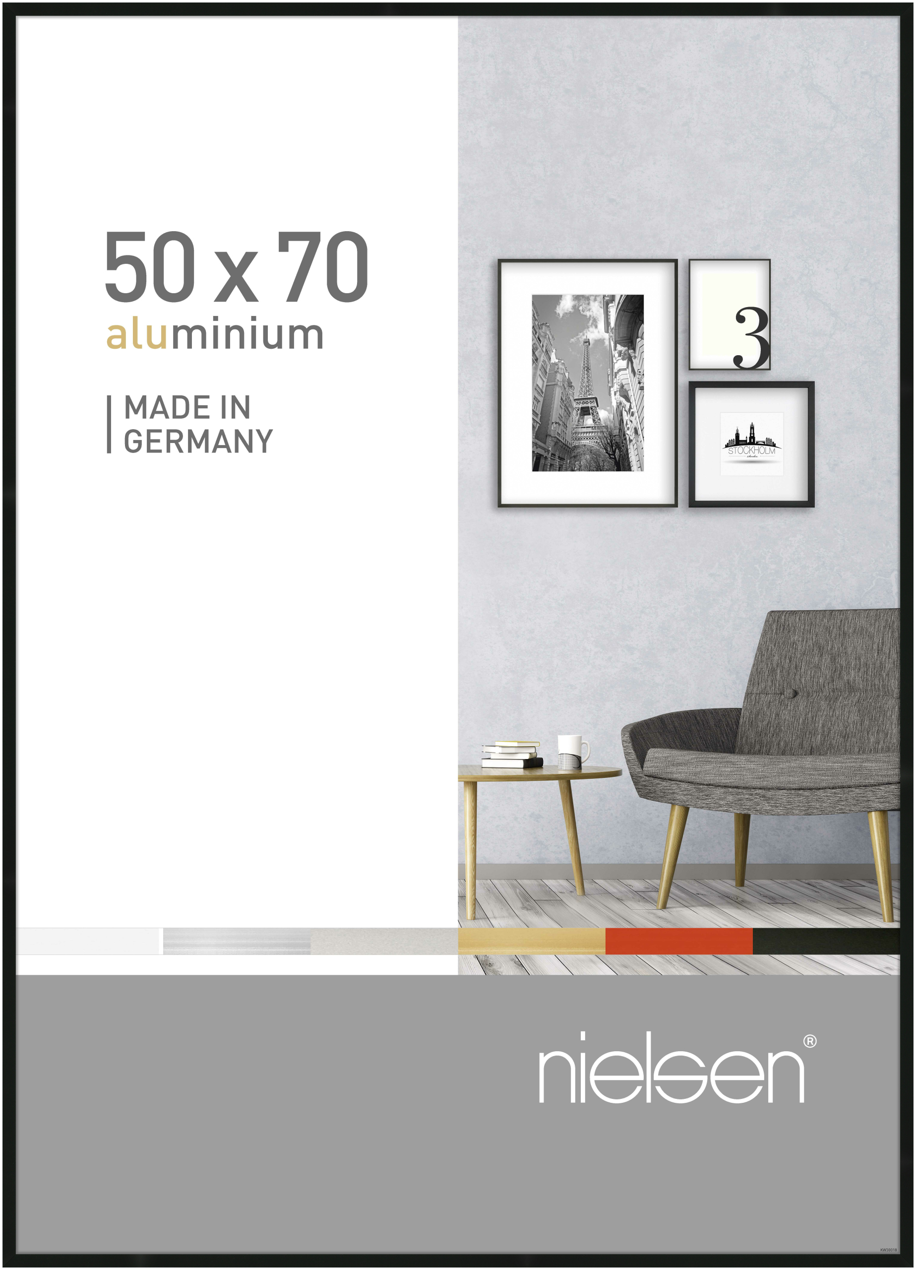 nielsen Aluminium Bilderrahmen Pixel, 50x70 cm, Schwarz
