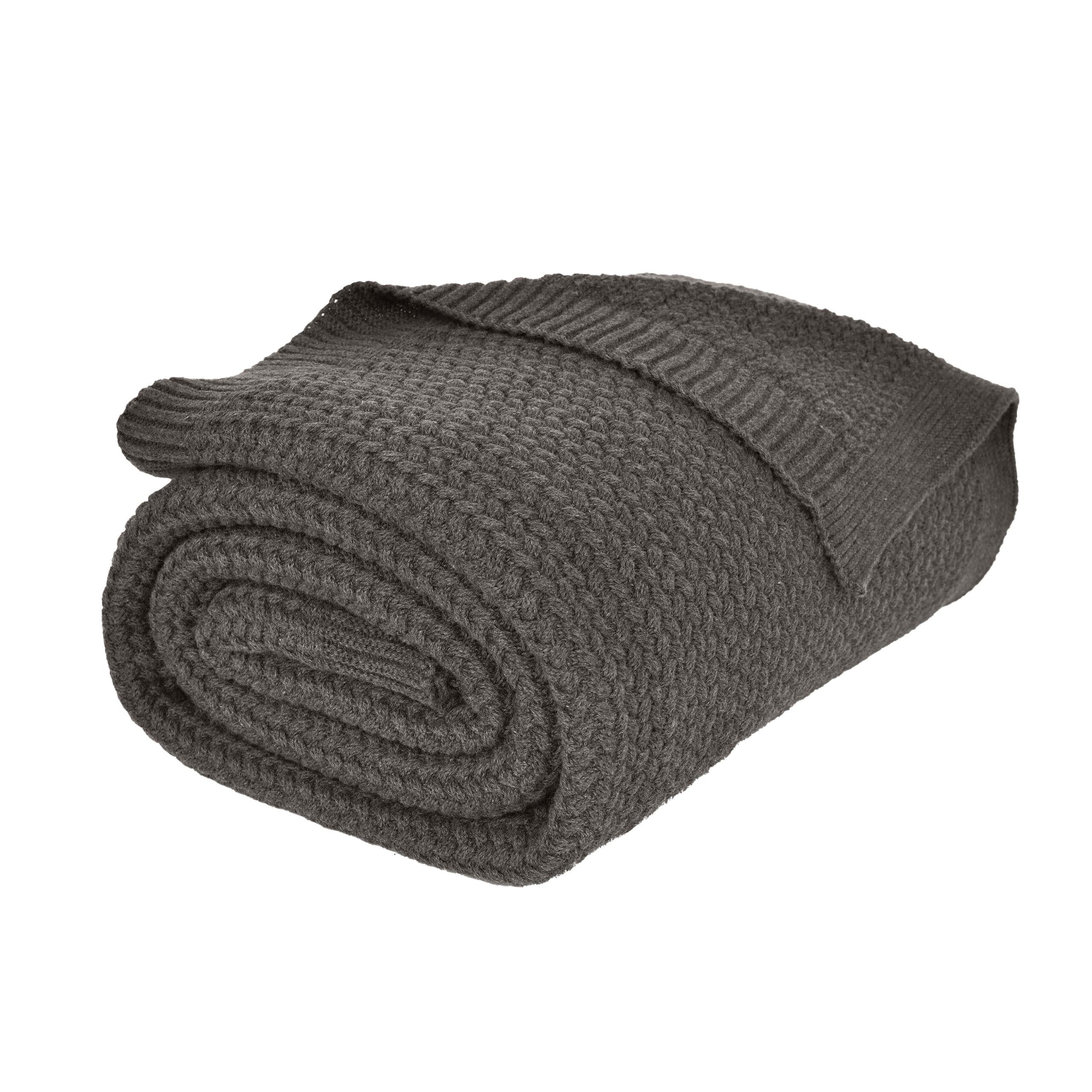 nielsen HOME Wohndecke Jaron fein gestrickt, 150x200 cm, Antik Grau, 100% Baumwolle, Fischgrat-Optik