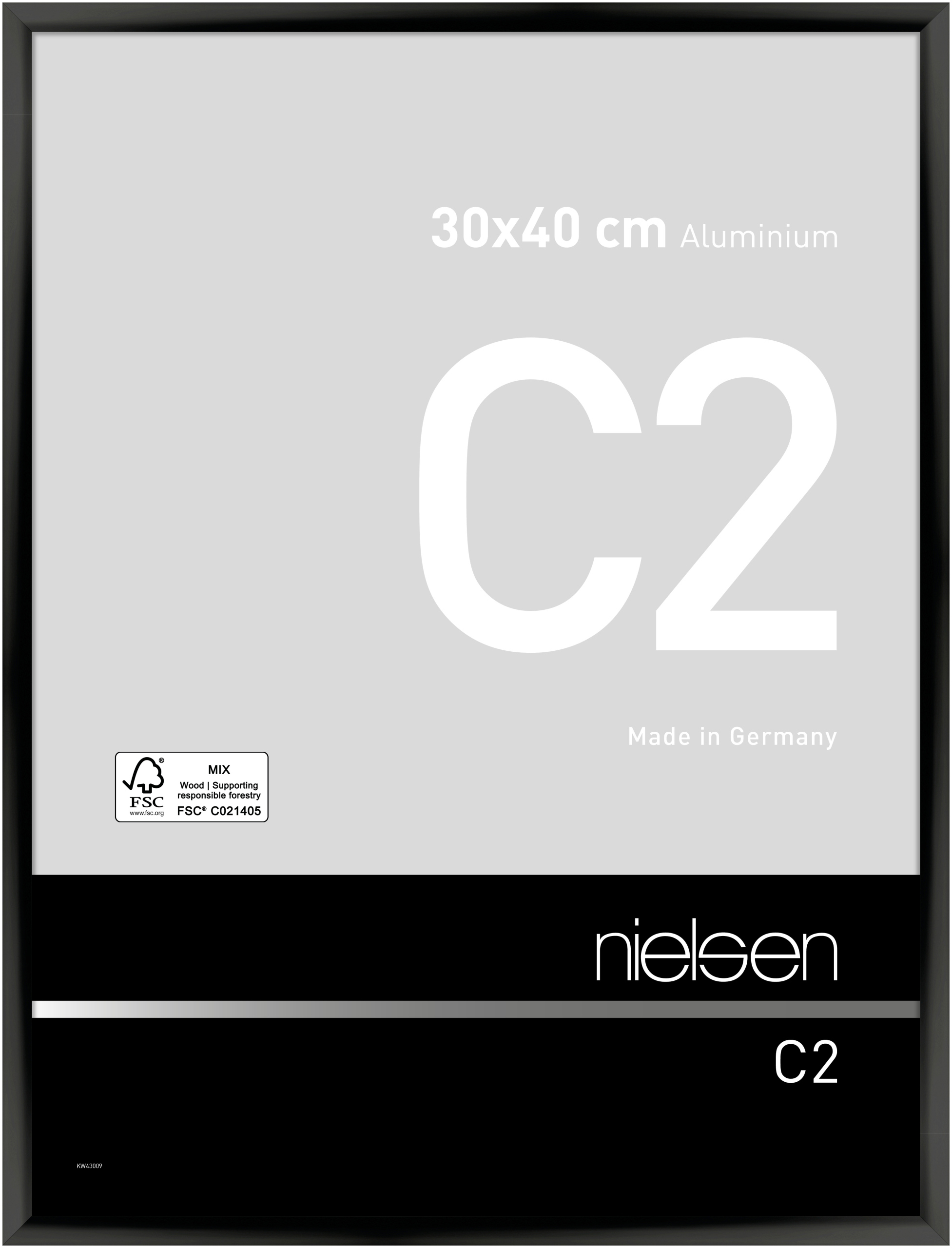 nielsen Aluminium Bilderrahmen C2, 30x40 cm, Eloxal Schwarz Glanz