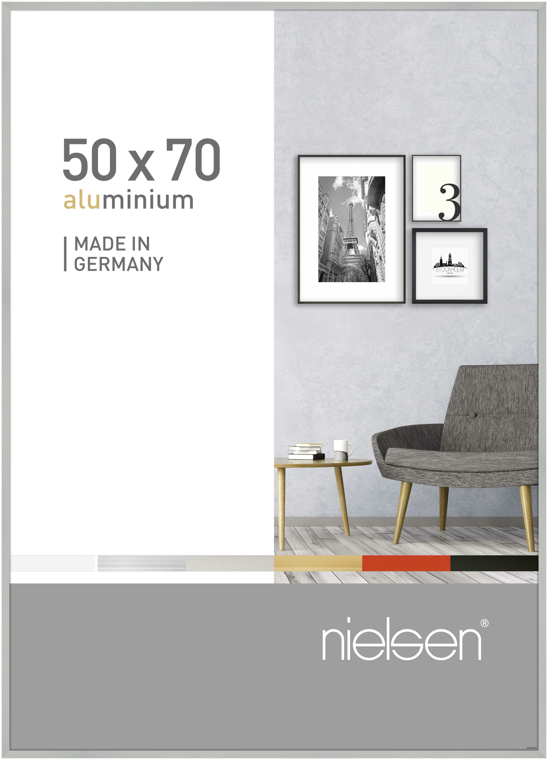 nielsen Aluminium Bilderrahmen Pixel, 50x70 cm, Silber Matt