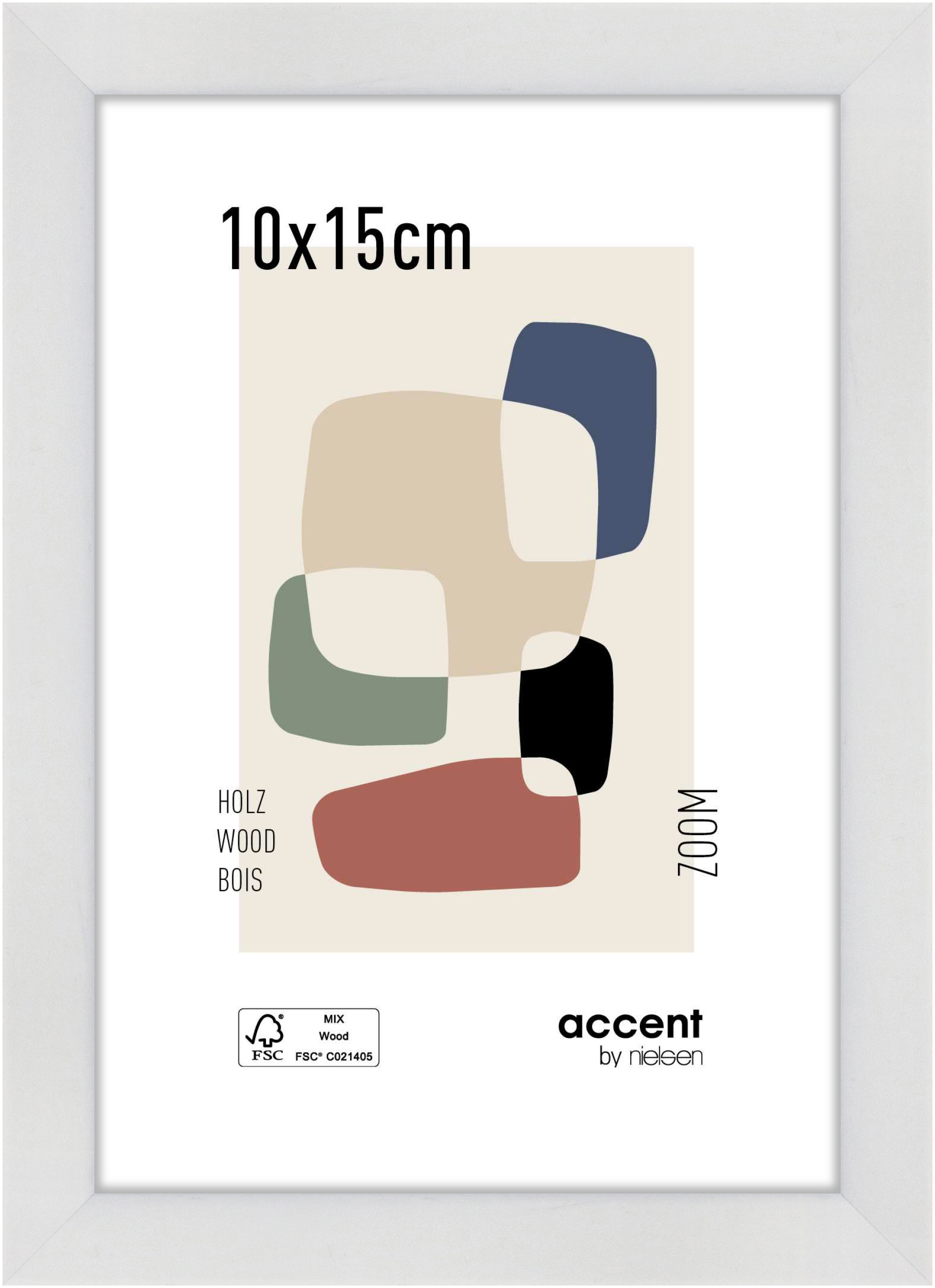 accent by nielsen Holz Bilderrahmen Zoom, 10x15 cm, Weiß