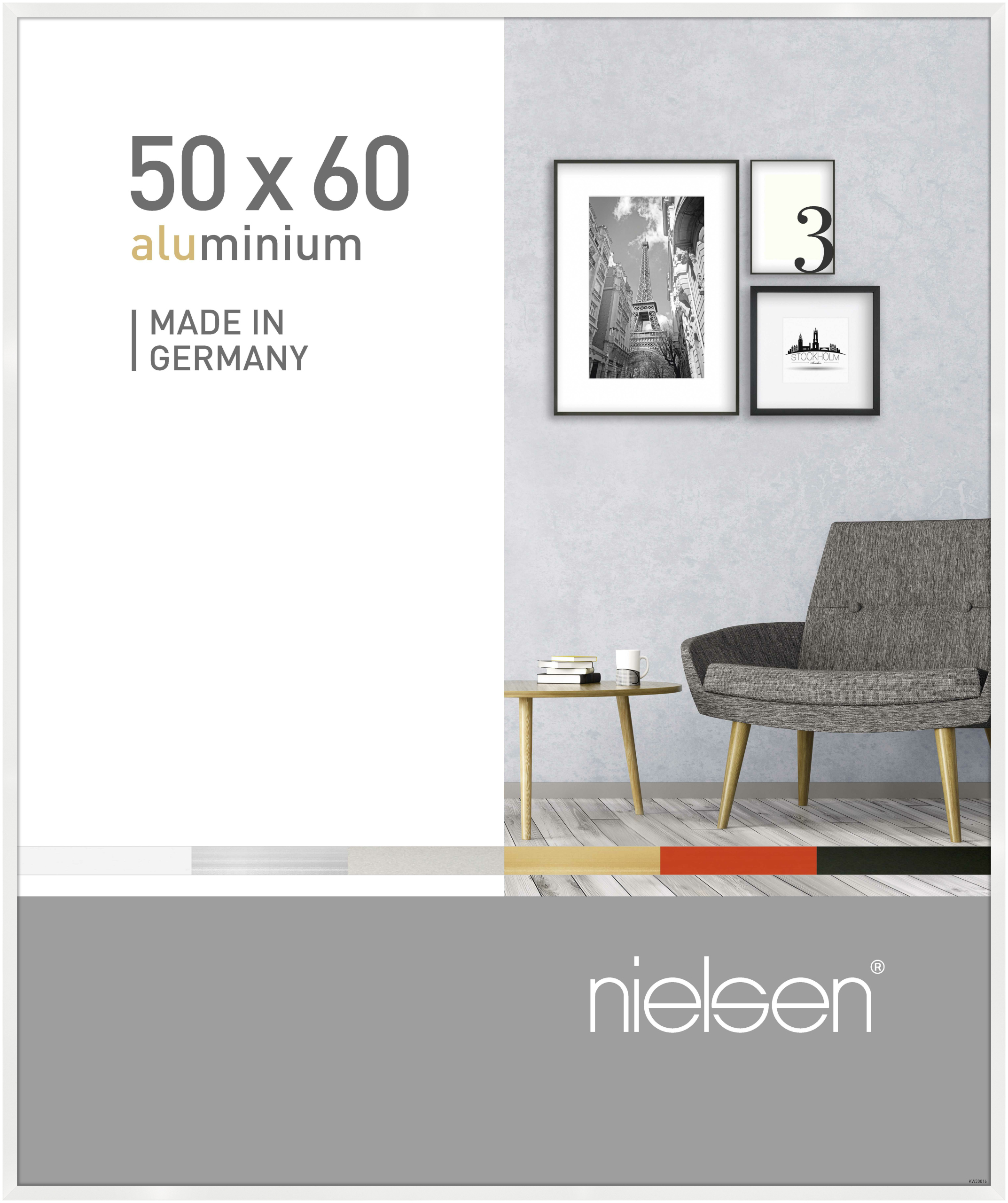 nielsen Aluminium Bilderrahmen Pixel, 50x60 cm, Weiß Glanz