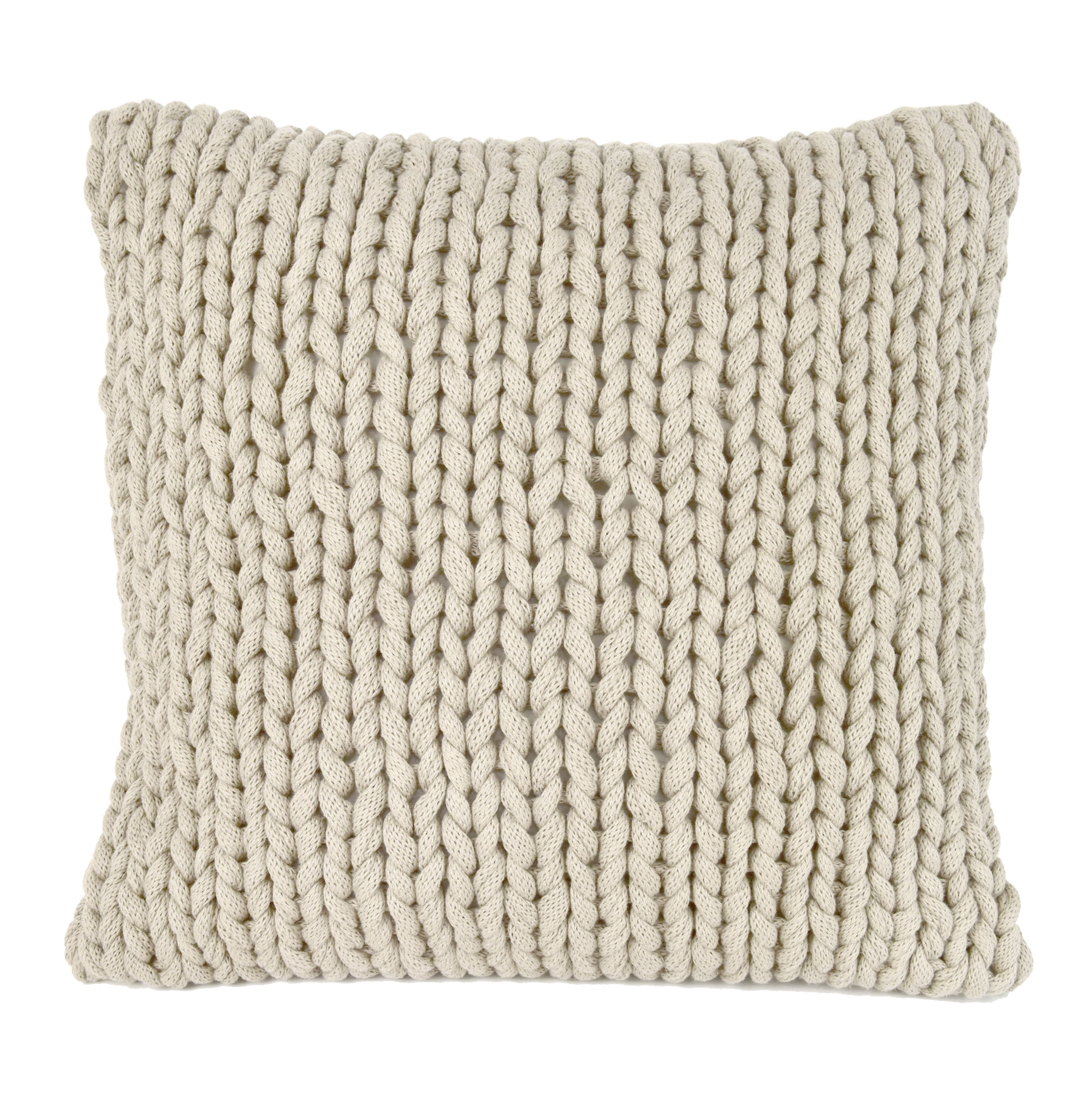 nielsen HOME Kissen Marlin gestrickt, 50x50 cm, Creme Weiß,100% Baumwolle,Strick,OEKO-TEX Standard 100, Füllkissen