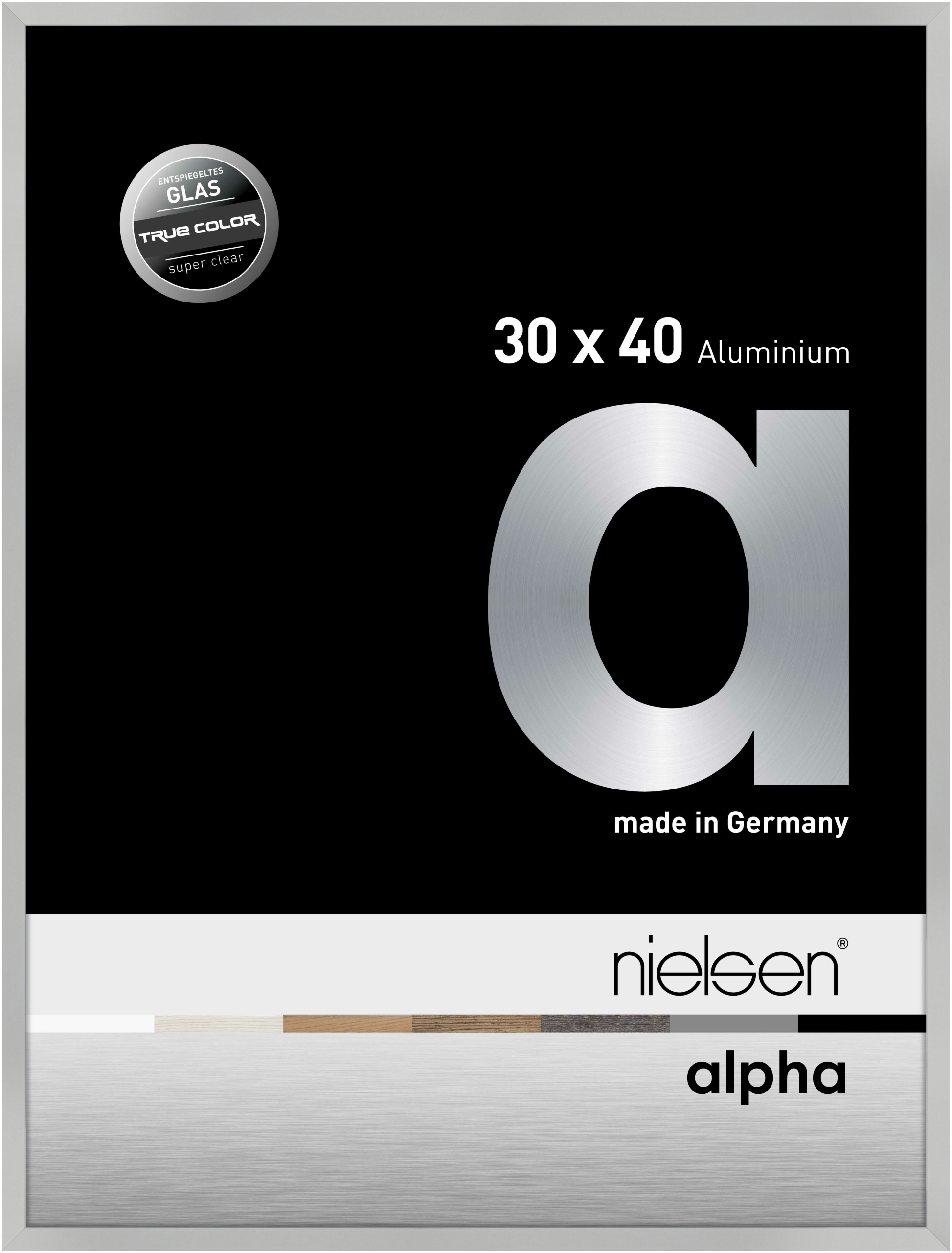 nielsen Aluminium Bilderrahmen Alpha True Color, 30x40 cm, Silber Matt