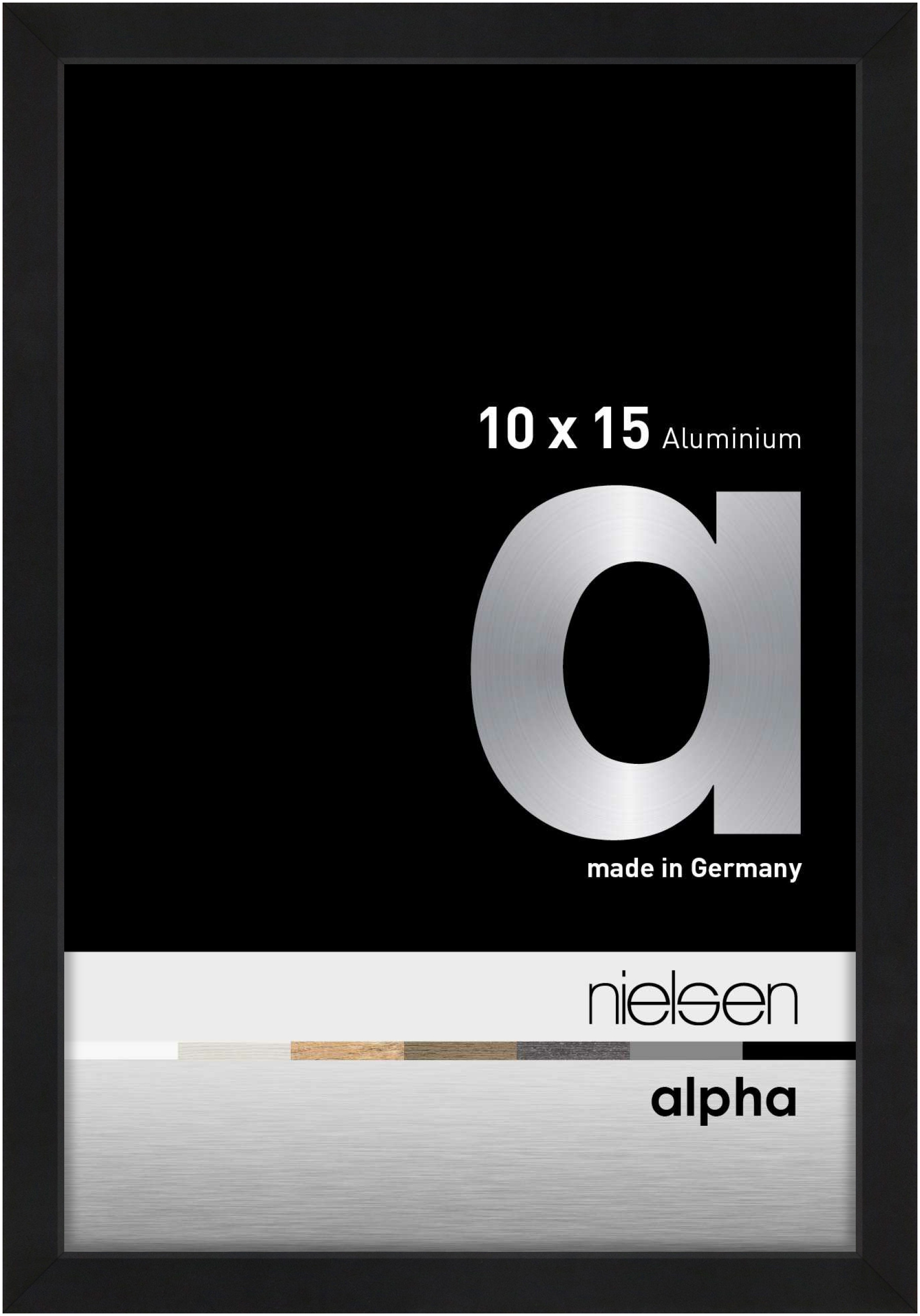 nielsen Aluminium Bilderrahmen Alpha, 10x15 cm, Eloxal Schwarz Matt