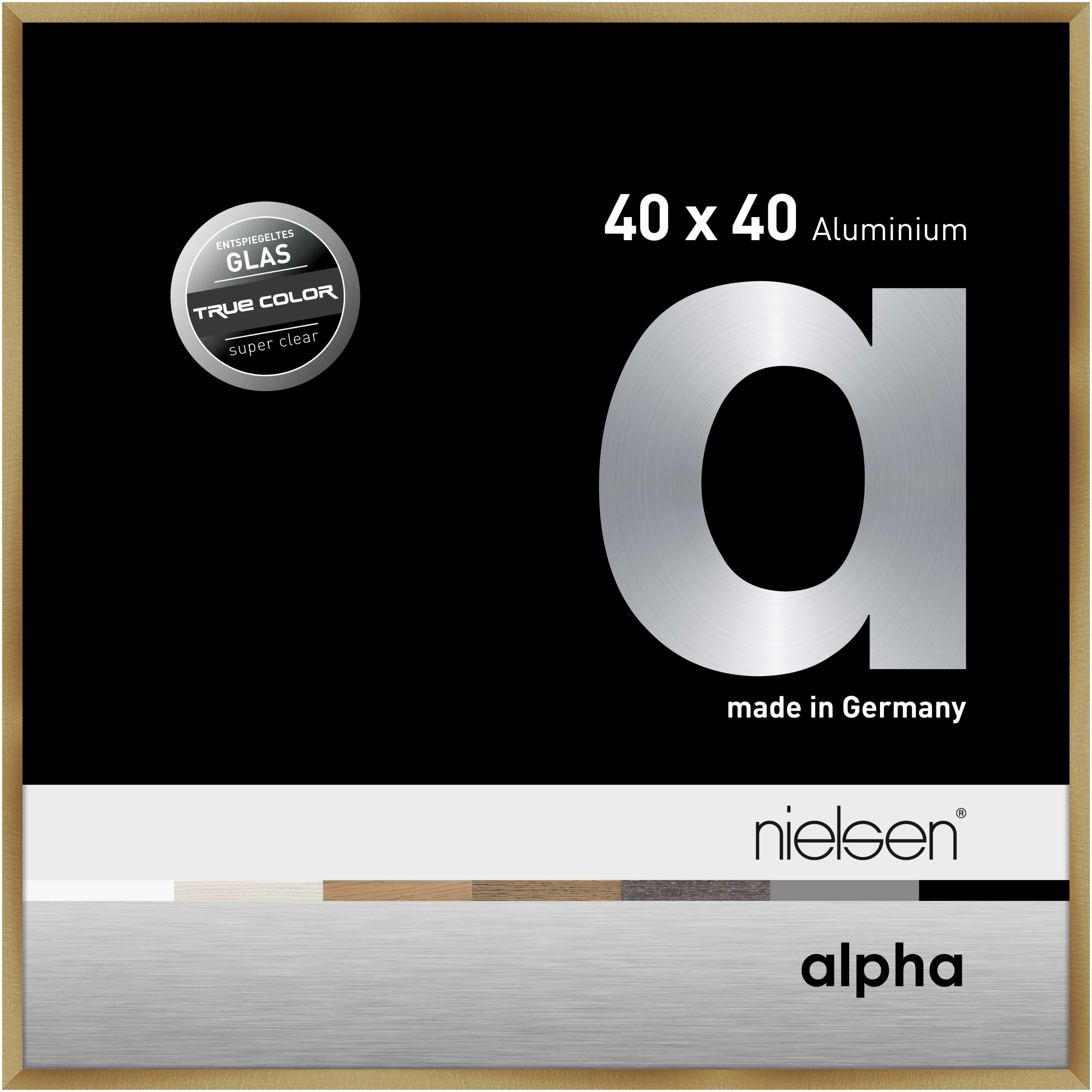nielsen Aluminium Bilderrahmen Alpha True Color, 40x40 cm, Brushed Amber